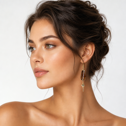 Cognac Crystal Drop Earrings