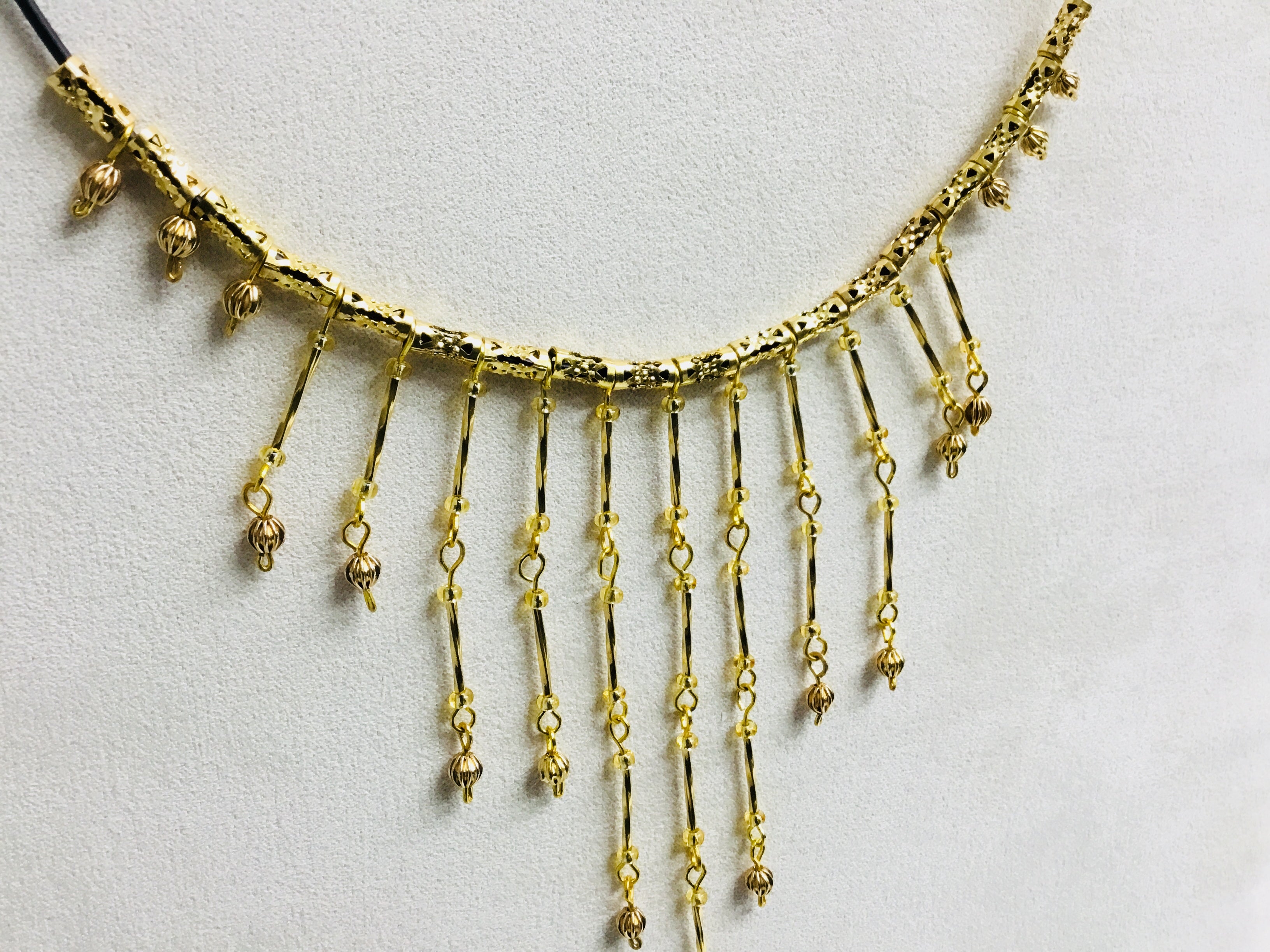 Gold Cascading Fringe Necklace