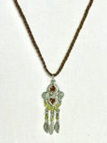 Silver Filigree Feather Charm Pendant Necklace