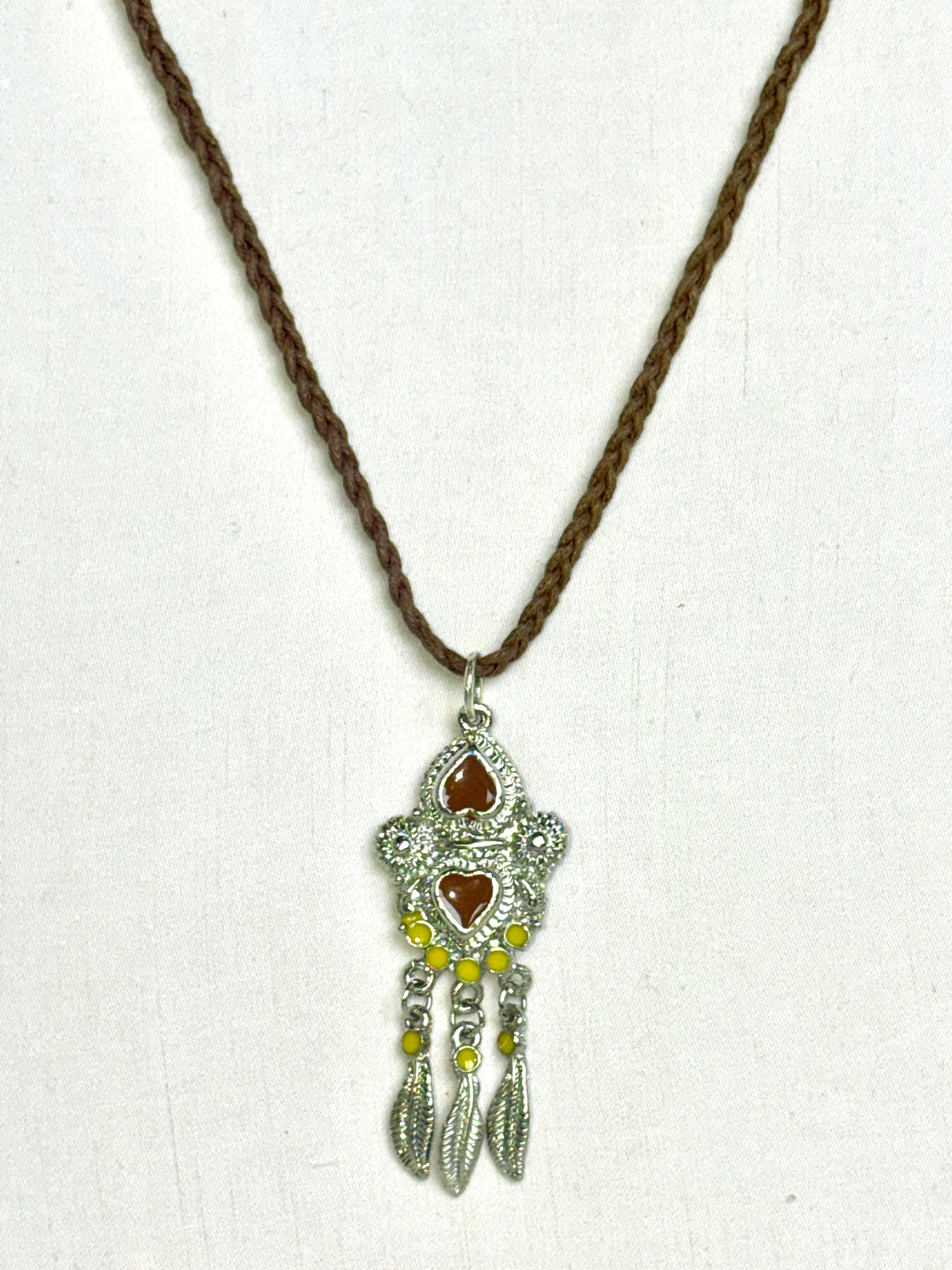 Silver Filigree Feather Charm Pendant Necklace