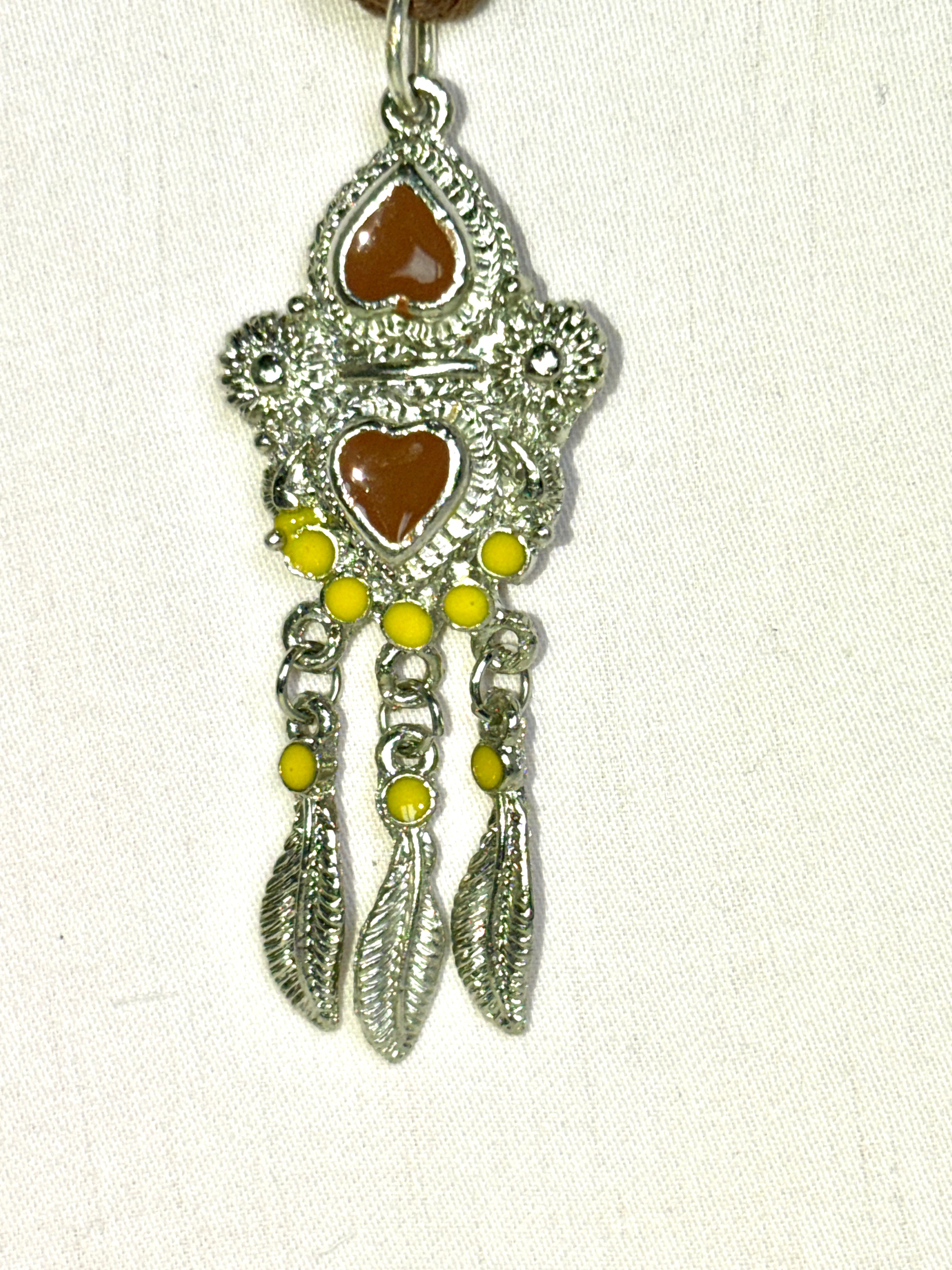 Silver Filigree Feather Charm Pendant Necklace