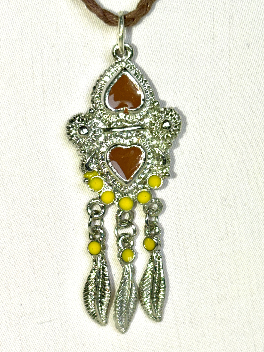 Silver Filigree Feather Charm Pendant Necklace