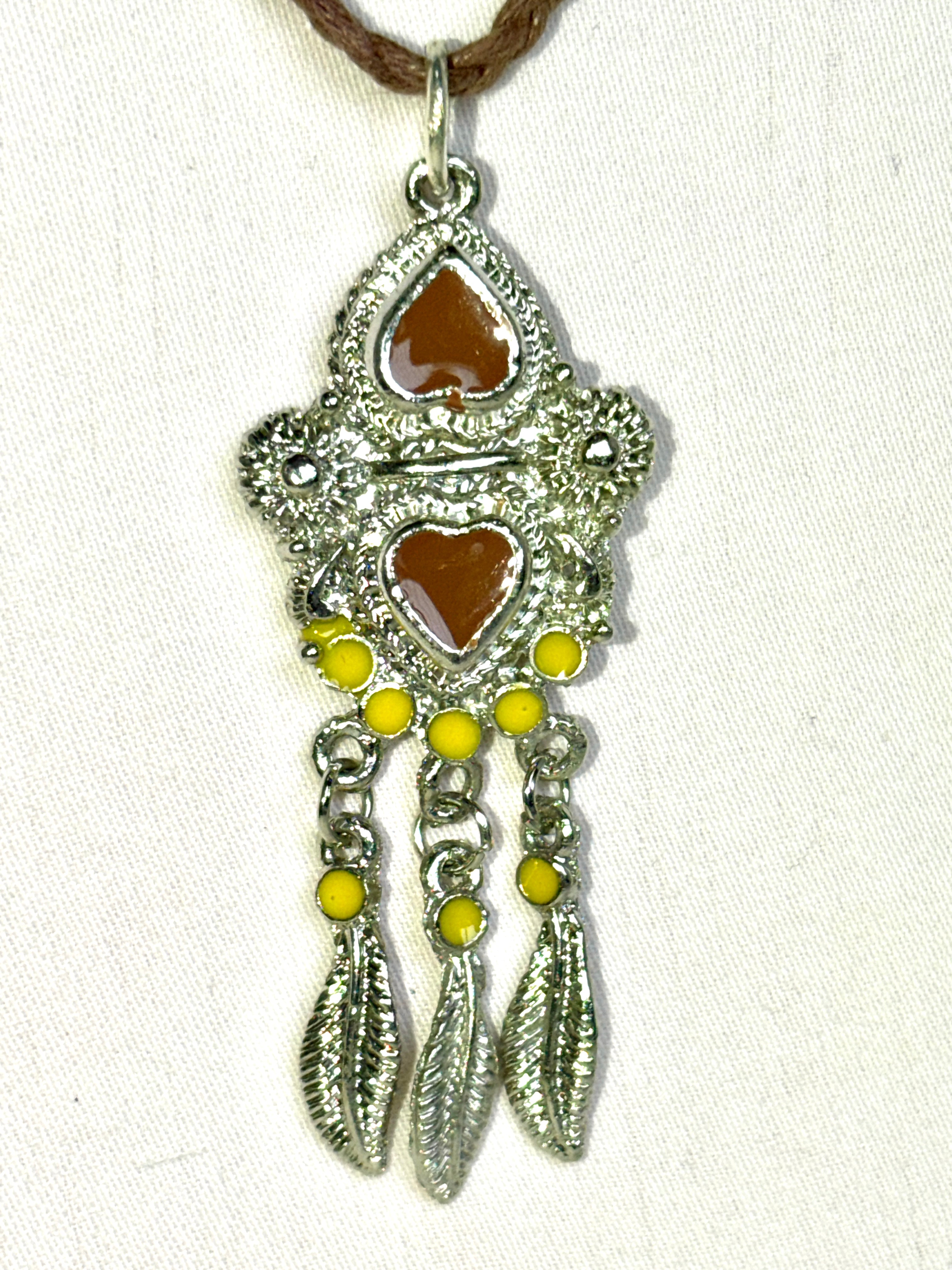 Silver Filigree Feather Charm Pendant Necklace