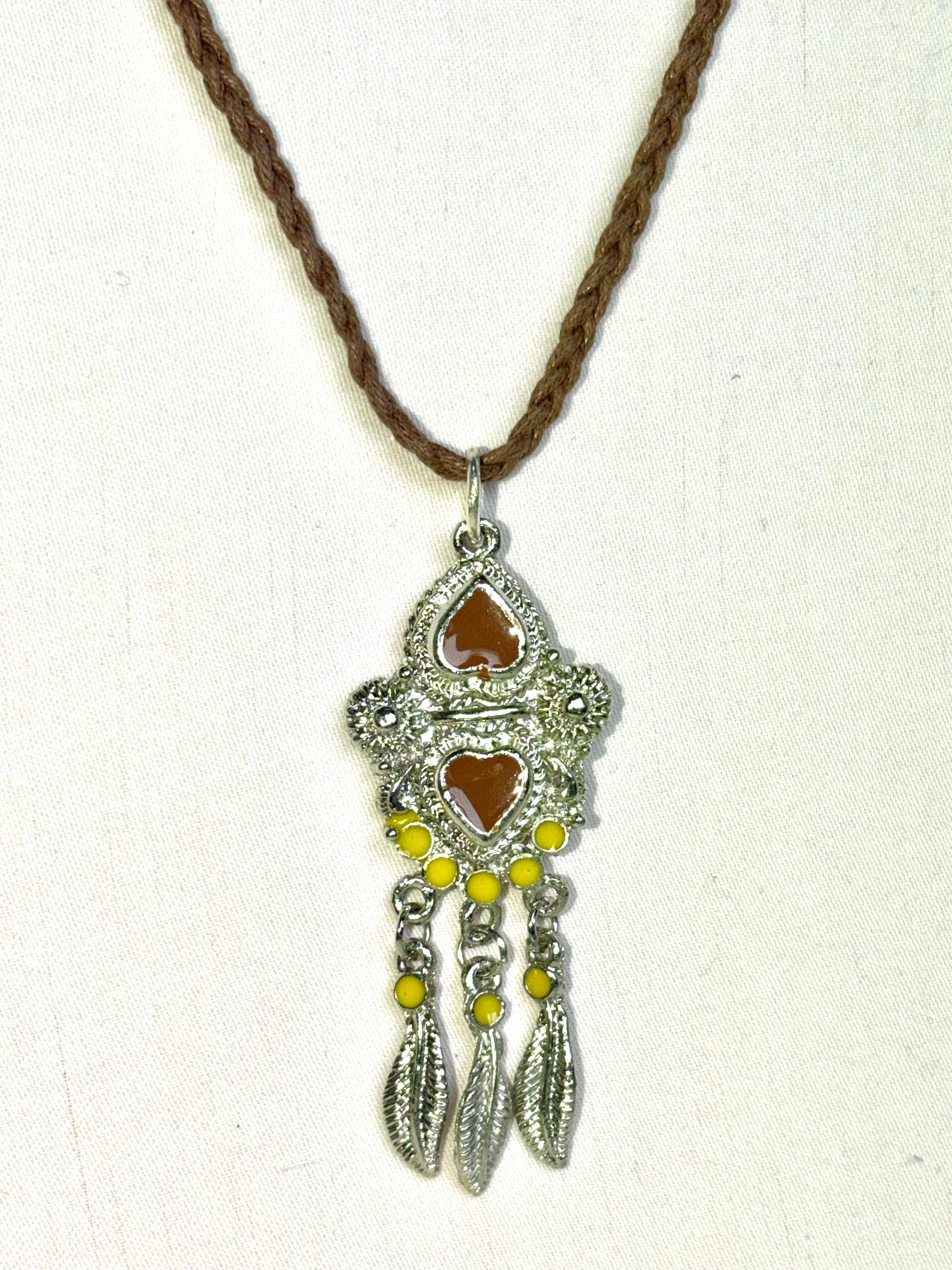 Silver Filigree Feather Charm Pendant Necklace