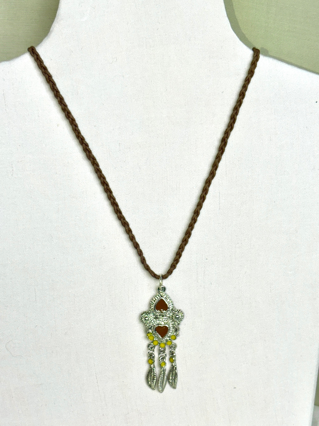 Silver Filigree Feather Charm Pendant Necklace