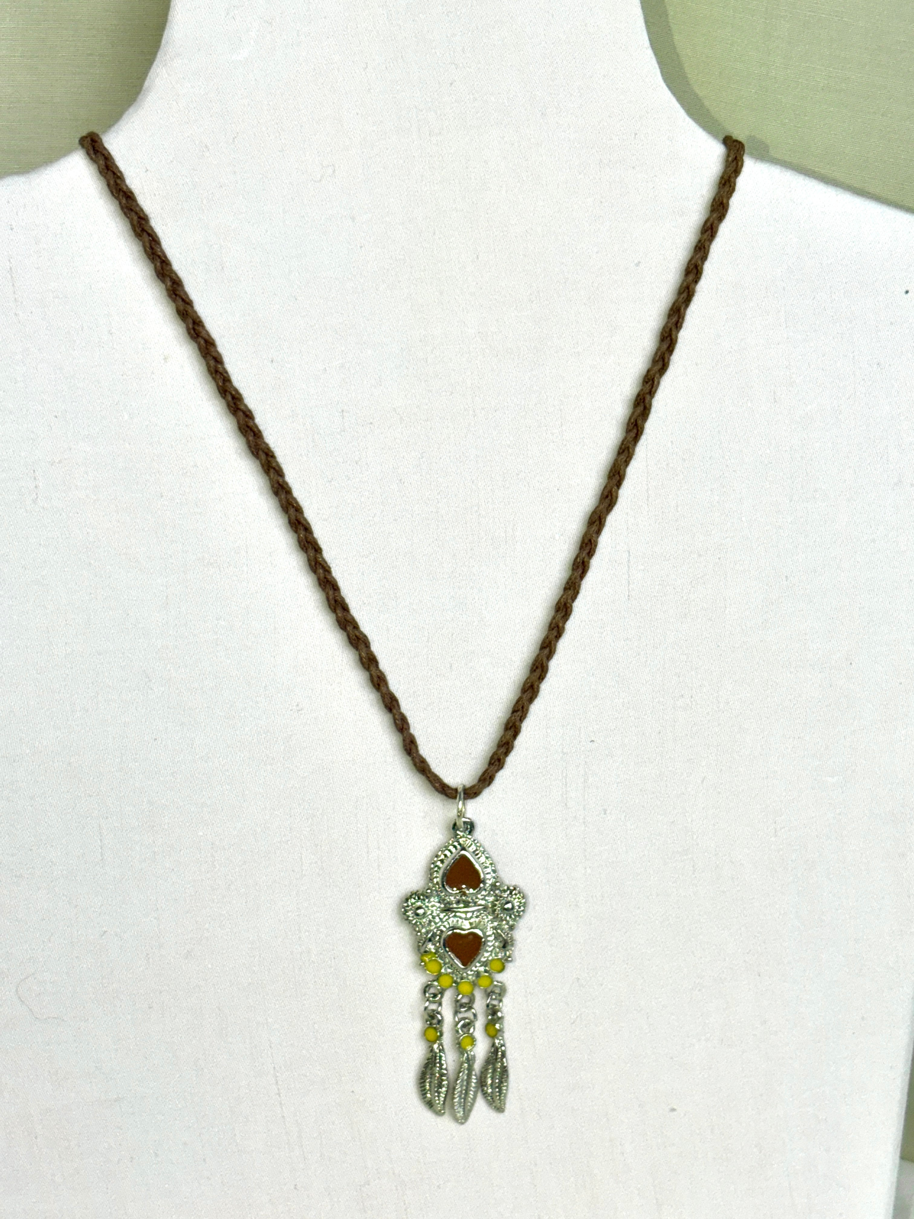 Silver Filigree Feather Charm Pendant Necklace