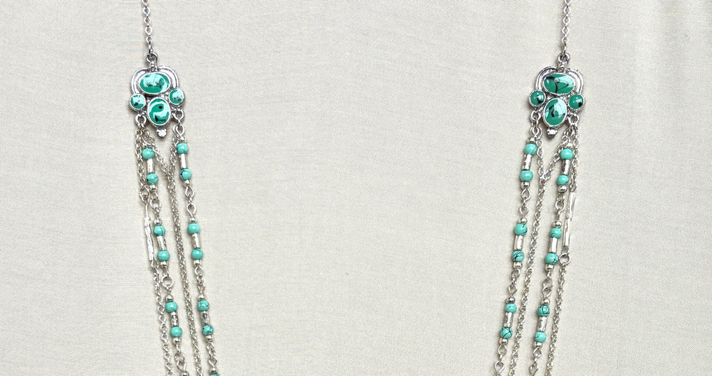 Turquoise & Silver Multi-Strand Statement Necklace