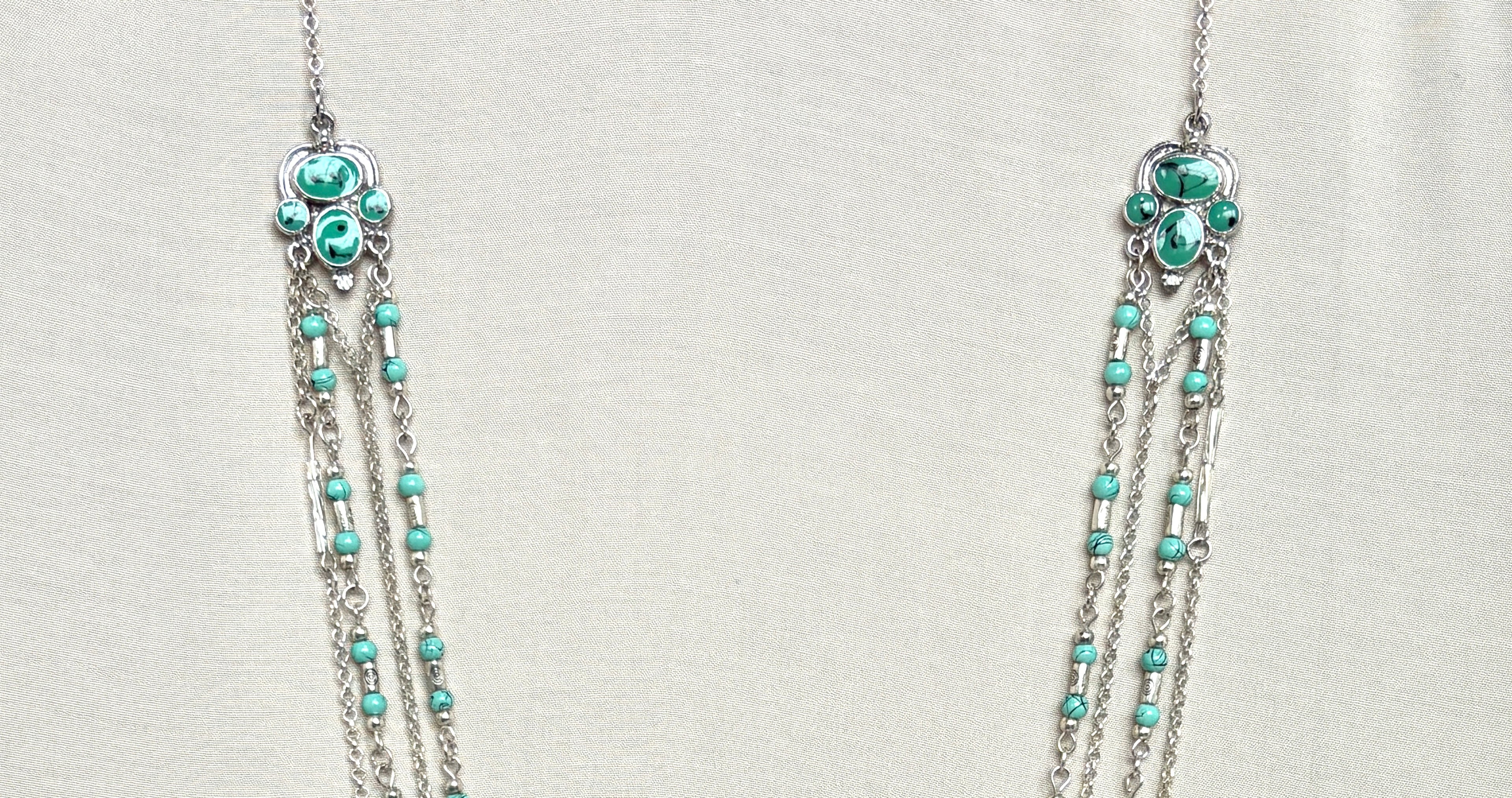 Turquoise & Silver Multi-Strand Statement Necklace