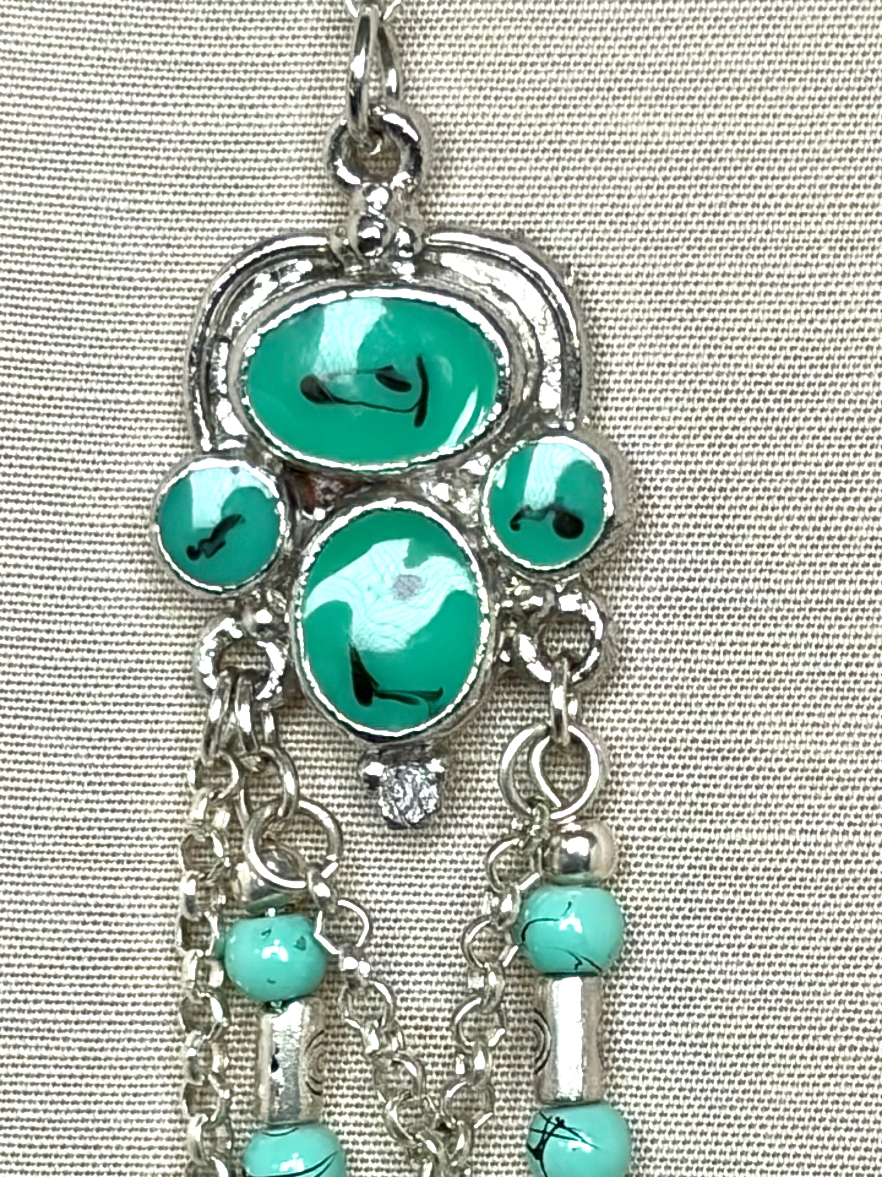 Turquoise & Silver Multi-Strand Statement Necklace