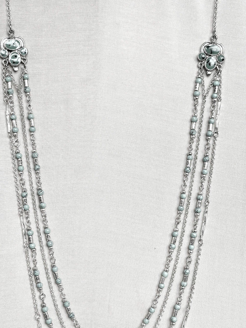 Turquoise & Silver Multi-Strand Statement Necklace