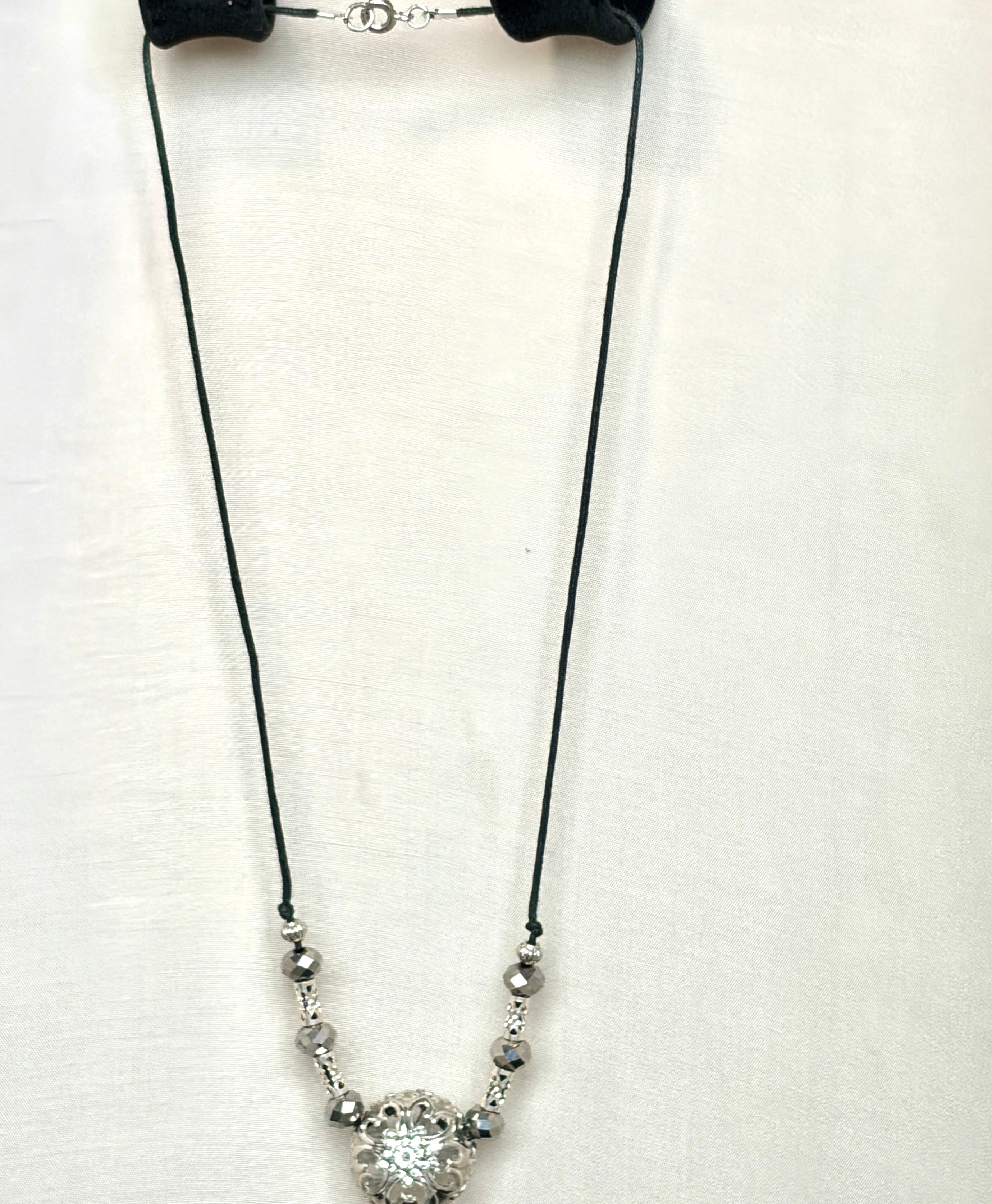 Silver Filigree Flower Pendant Necklace