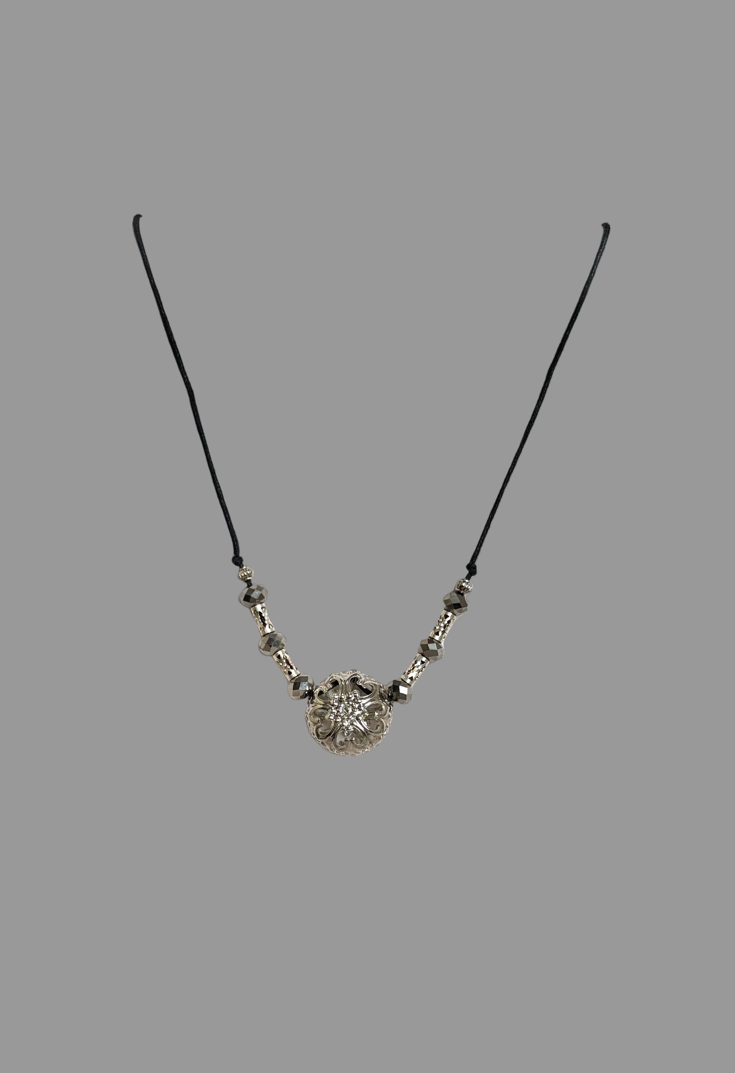 Silver Filigree Flower Pendant Necklace