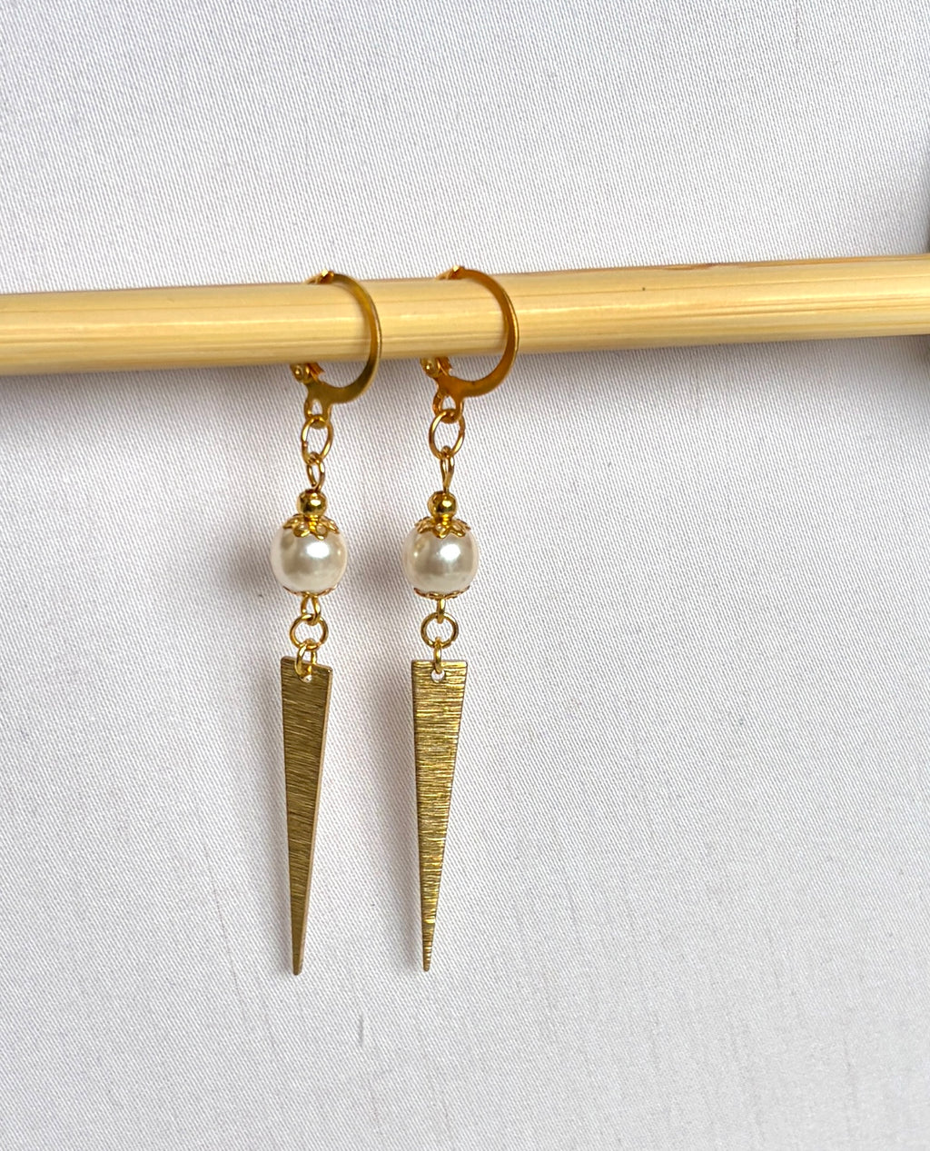 Pearl & Gold Spike Drop Earrings