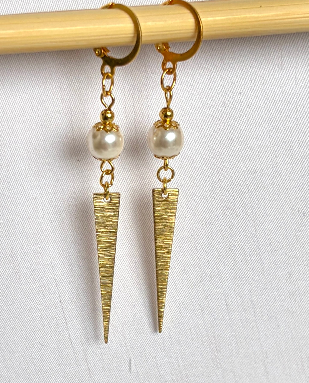 Pearl & Gold Spike Drop Earrings