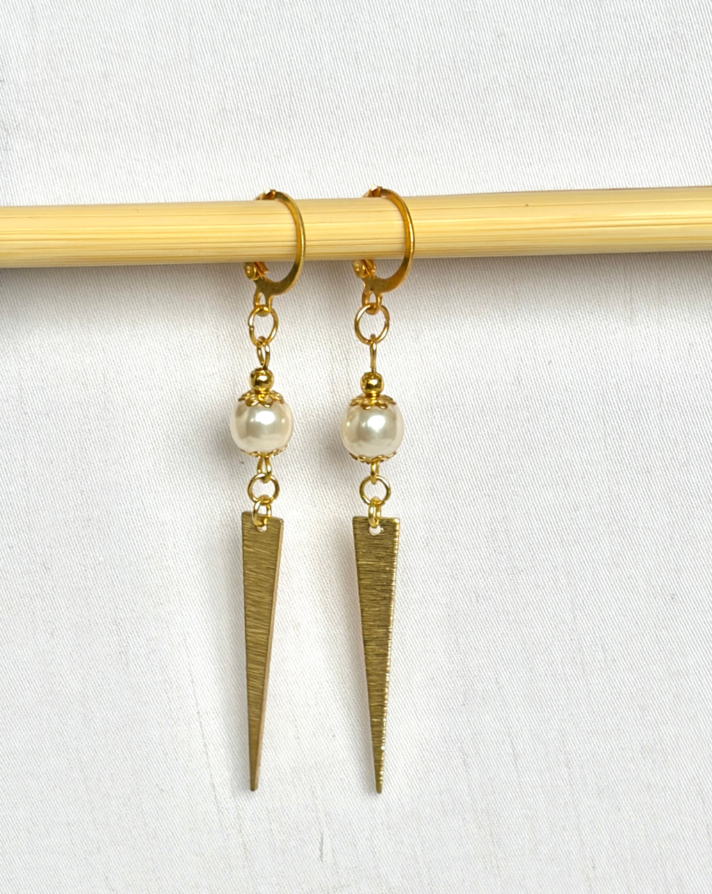 Pearl & Gold Spike Drop Earrings