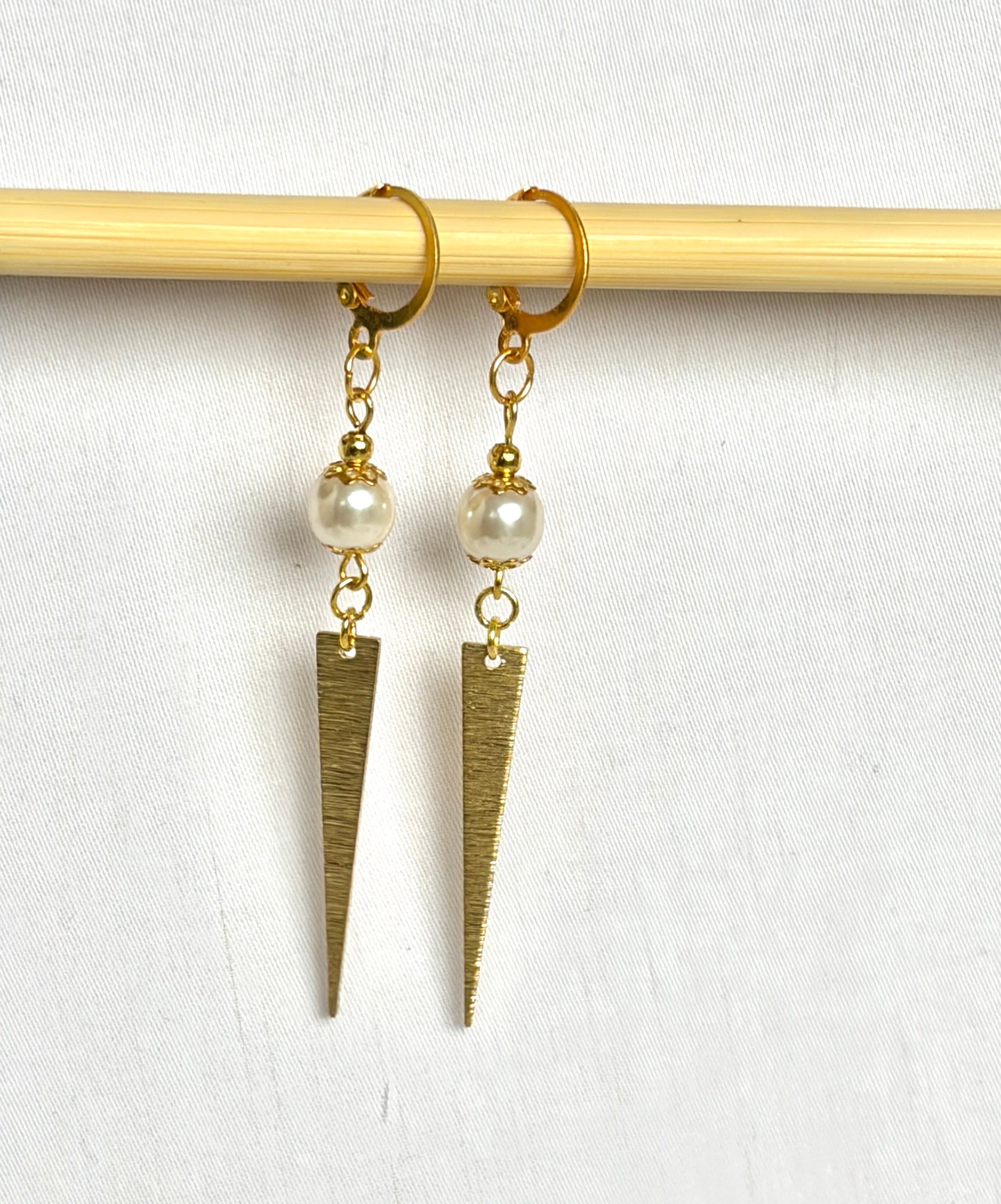Pearl & Gold Spike Drop Earrings