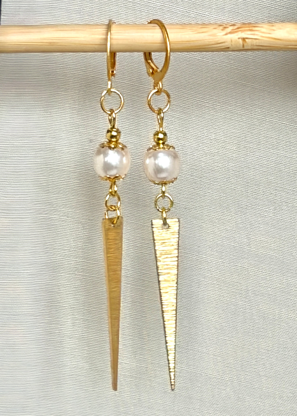 Pearl & Gold Spike Drop Earrings