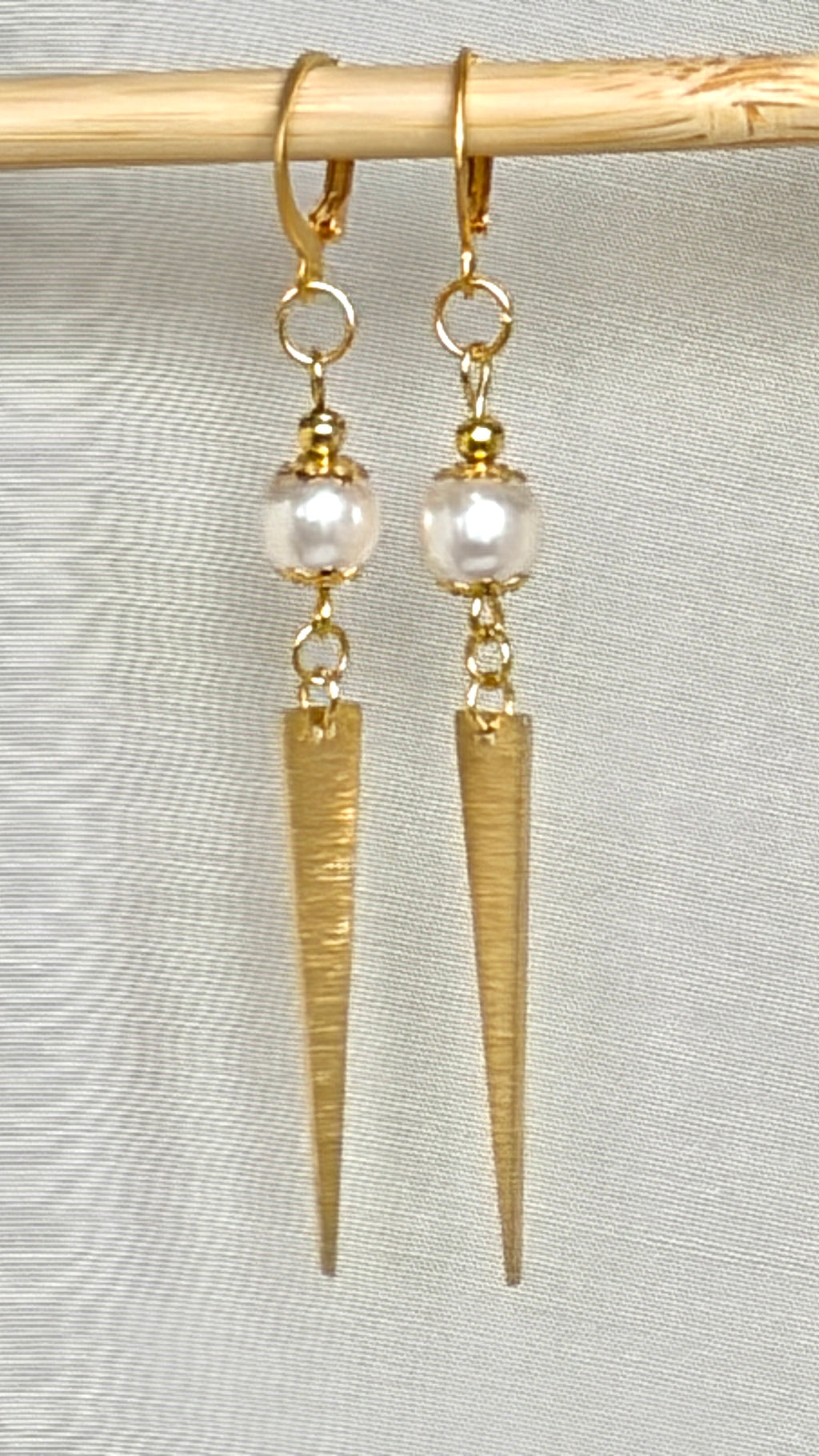 Pearl & Gold Spike Drop Earrings