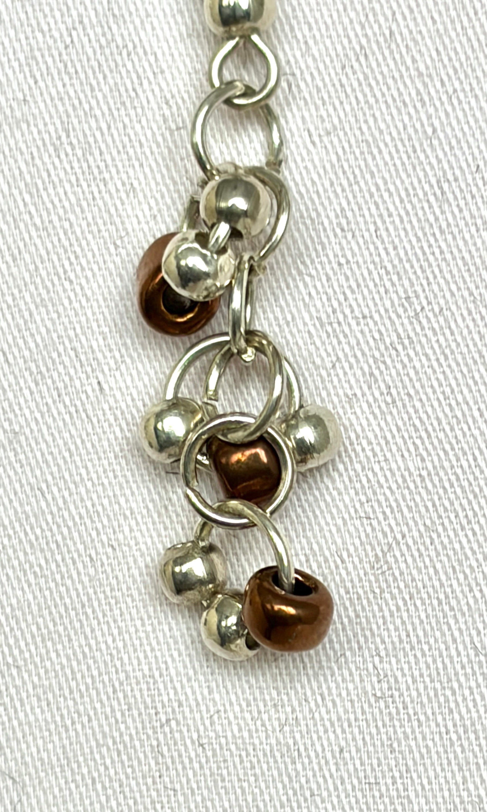 Silver & Bronze Chainmail Drop Earrings