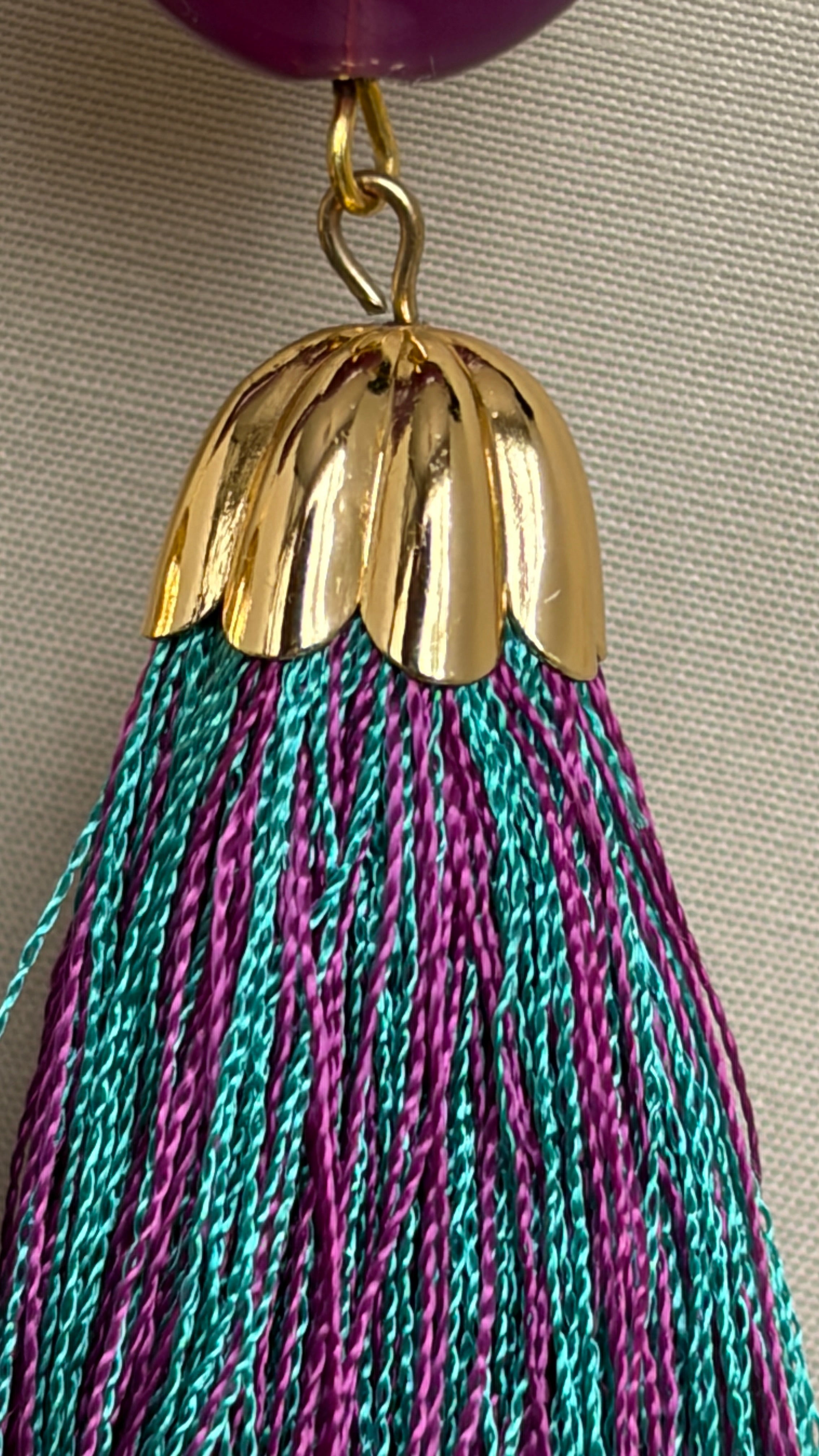 Purple Tassel Drop Earrings
