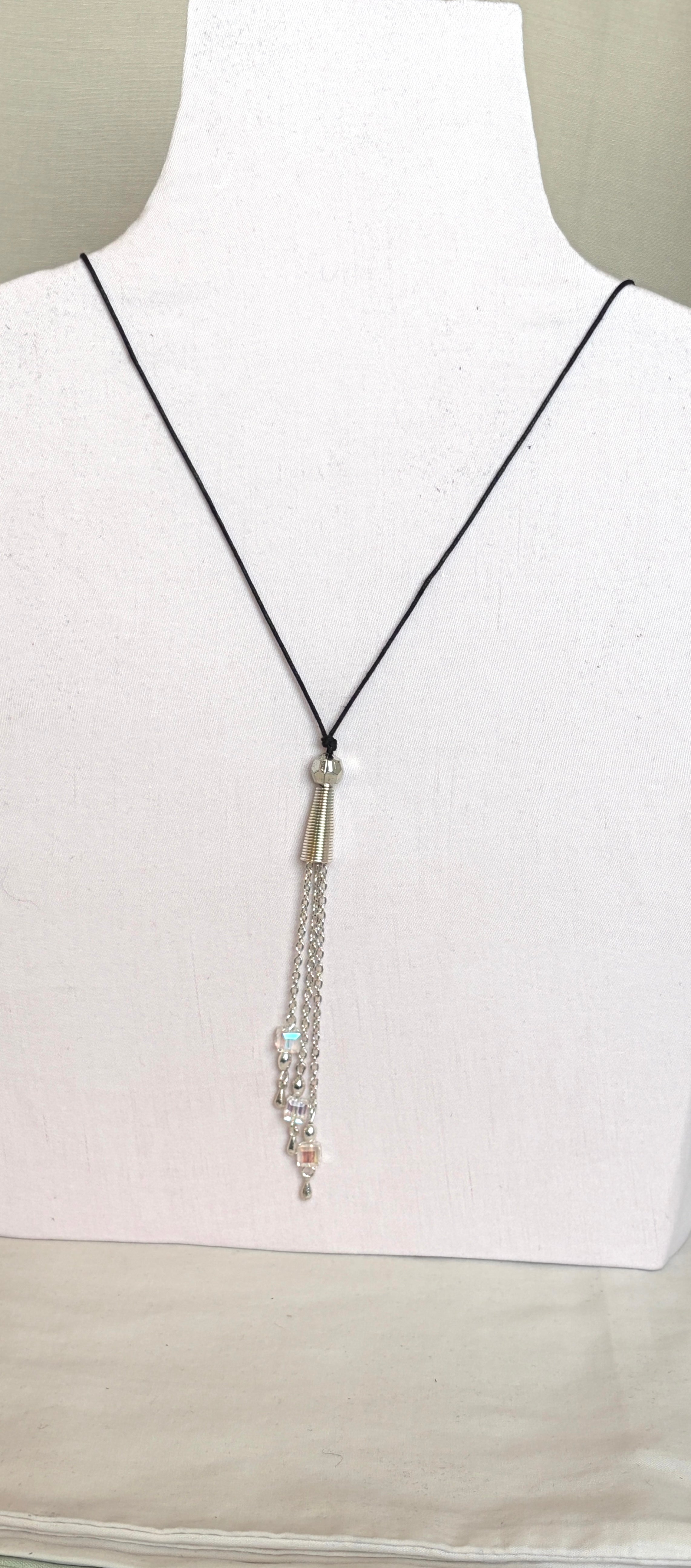 Silver Tassel Lariat Necklace