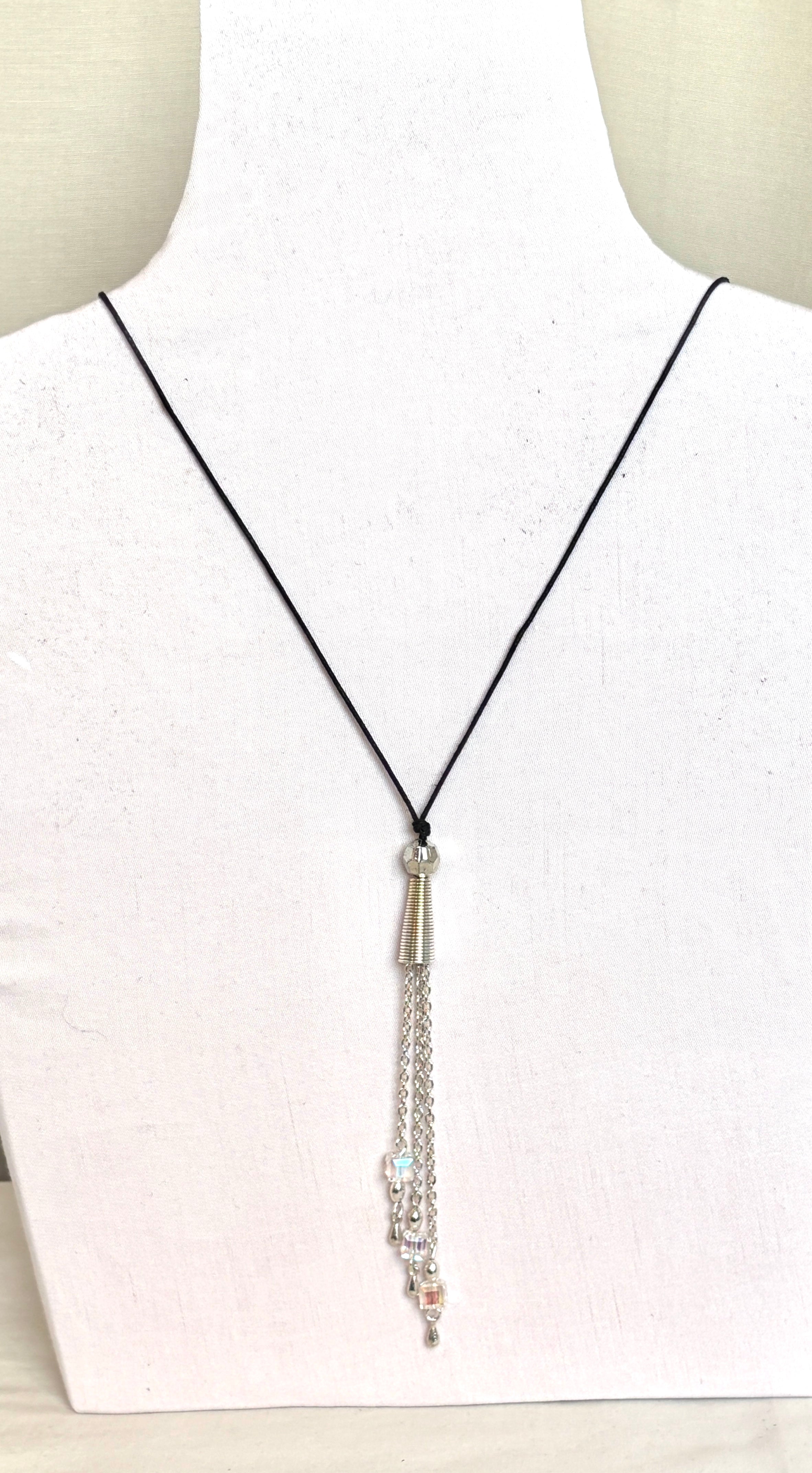 Silver Tassel Lariat Necklace
