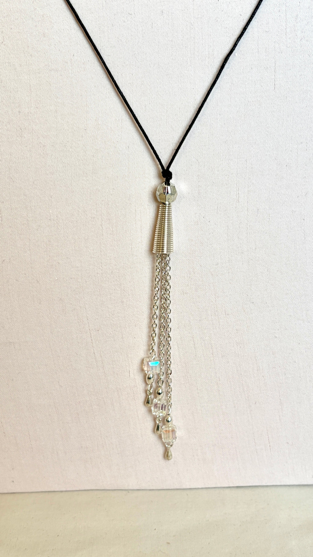 Silver Tassel Lariat Necklace