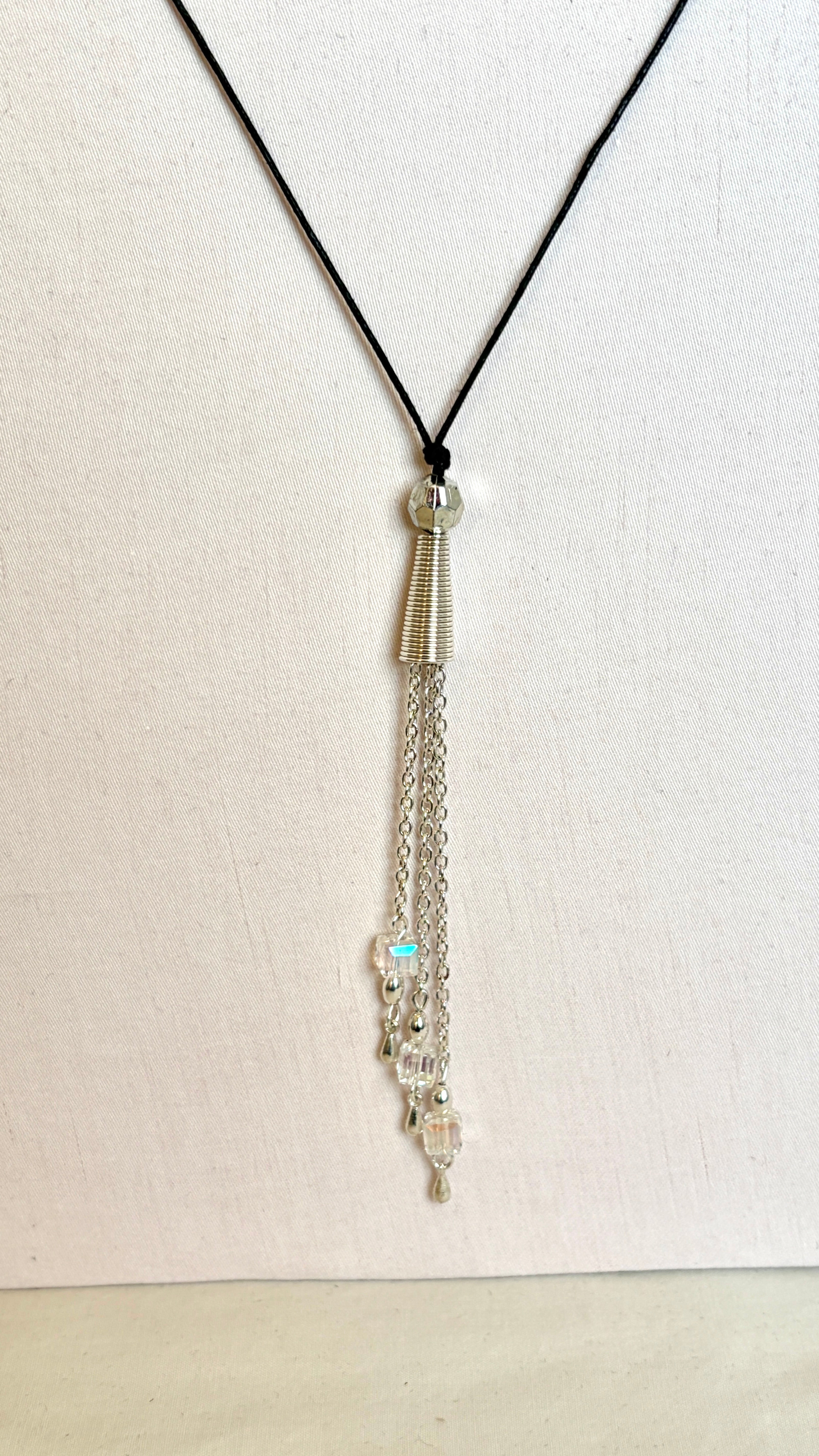 Silver Tassel Lariat Necklace