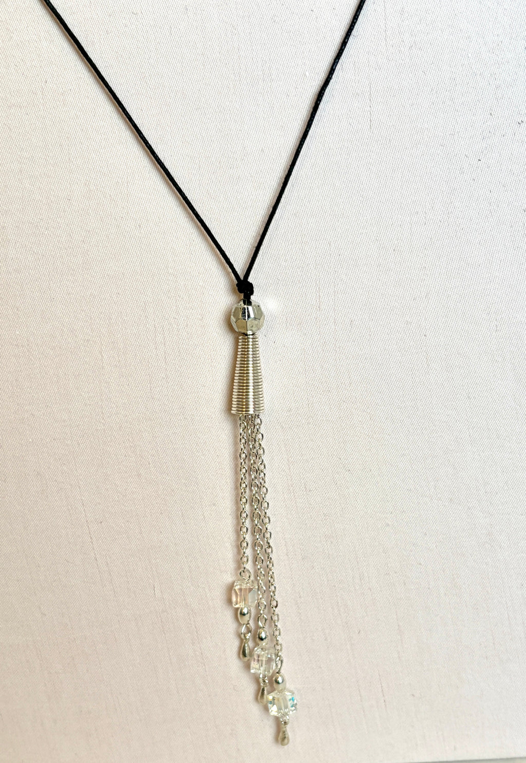 Silver Tassel Lariat Necklace