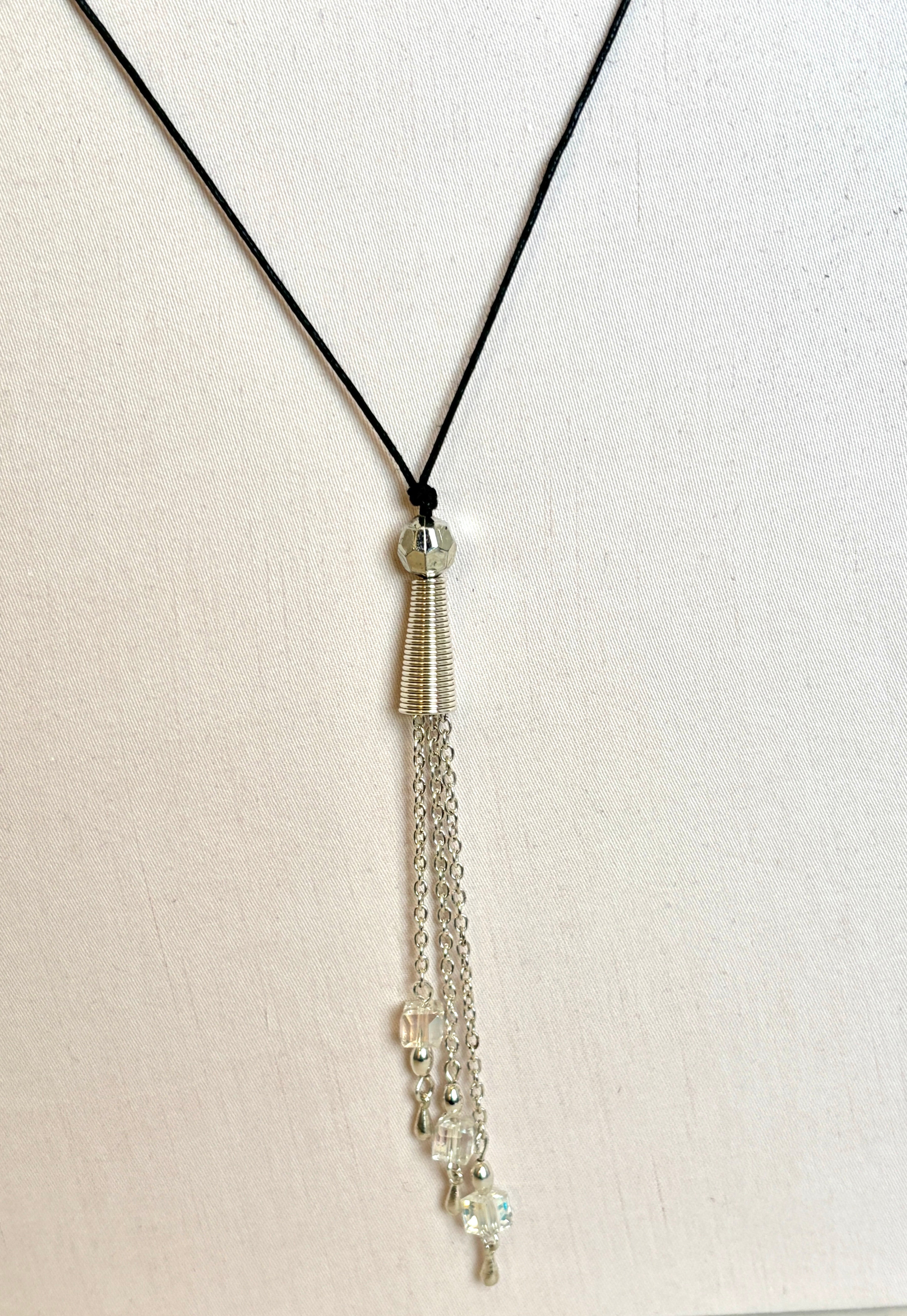 Silver Tassel Lariat Necklace