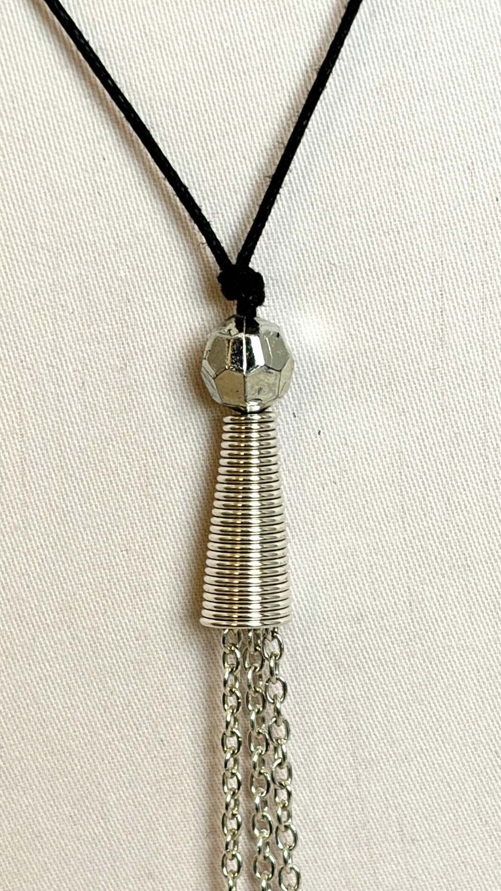 Silver Tassel Lariat Necklace