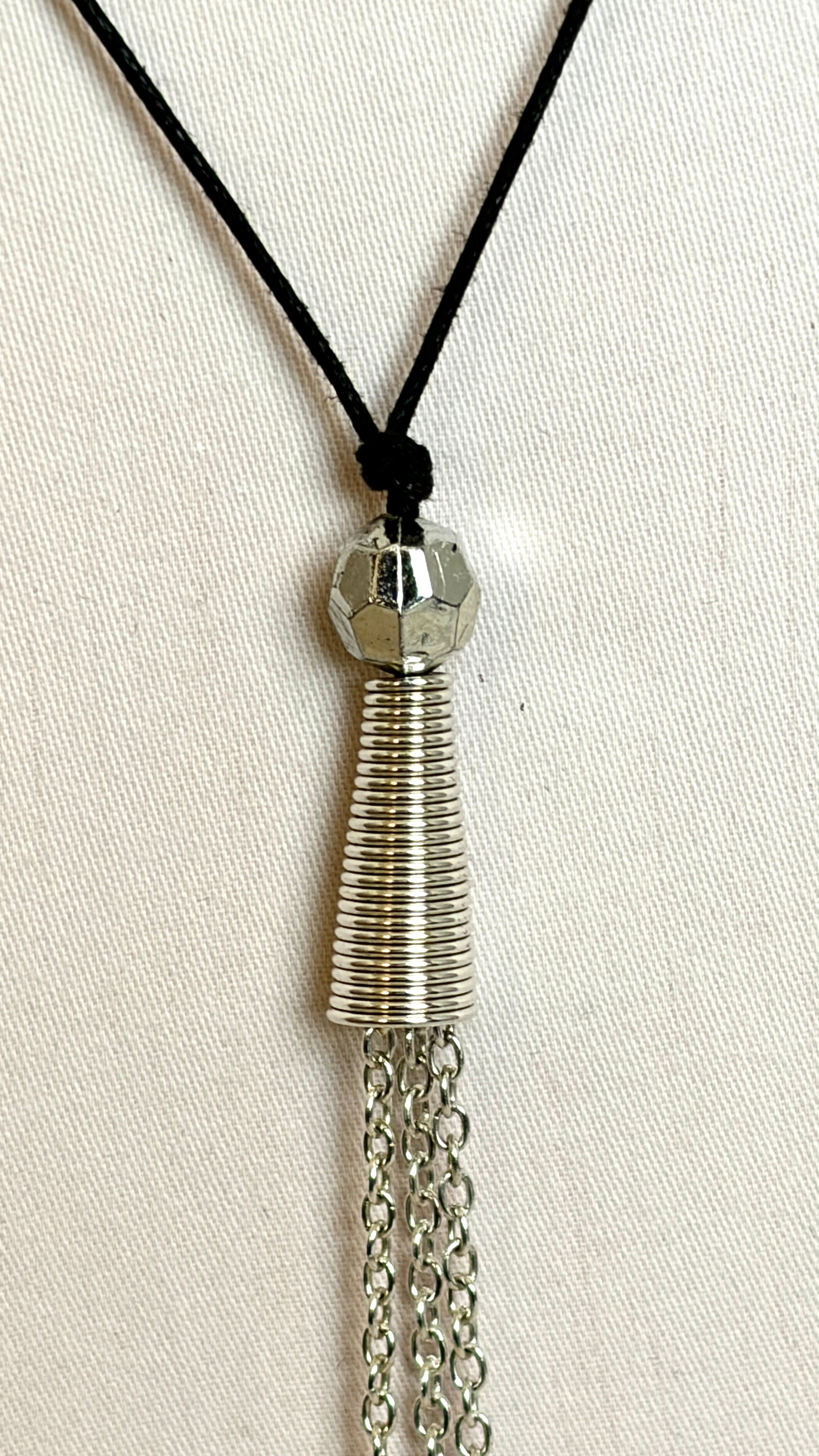 Silver Tassel Lariat Necklace