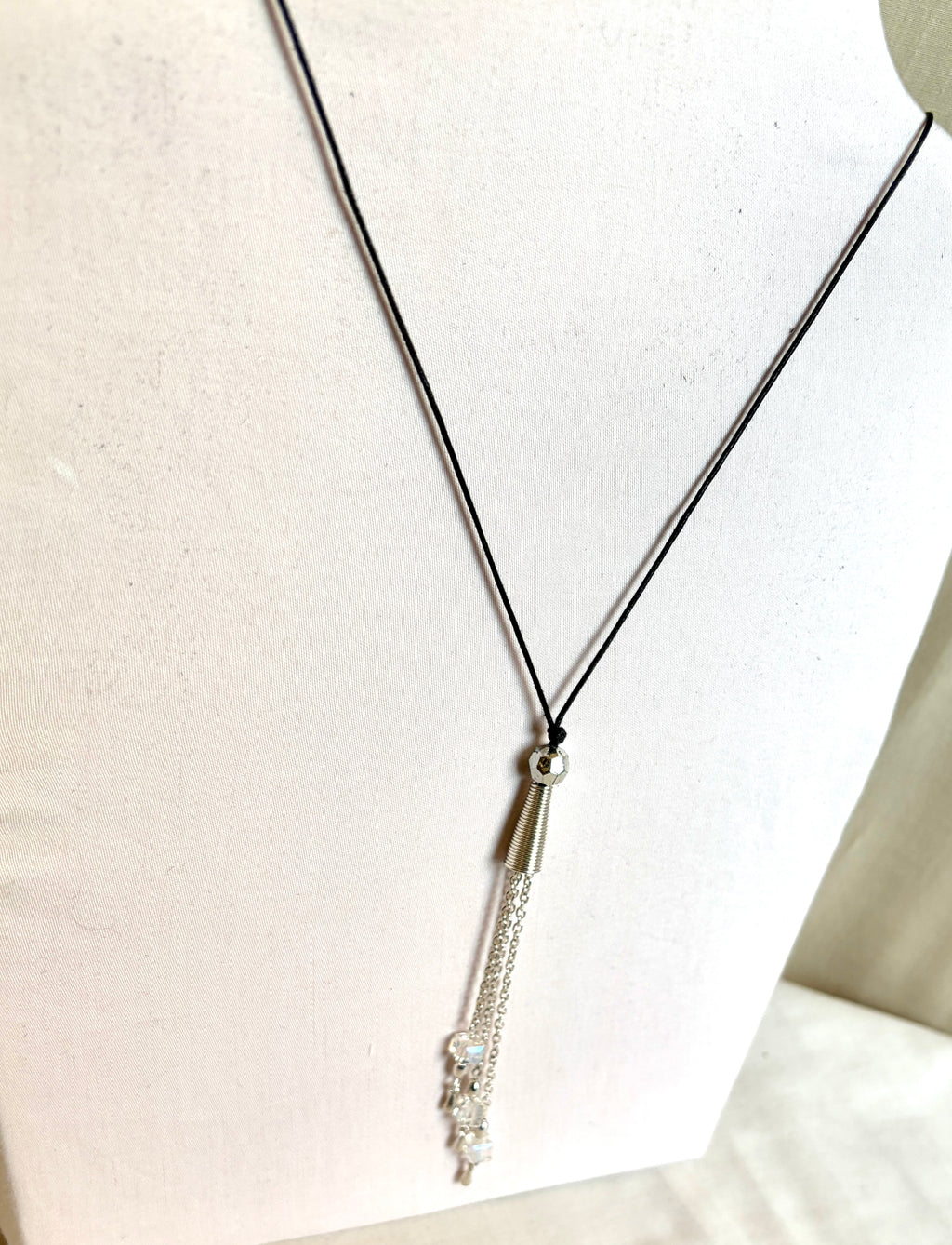 Silver Tassel Lariat Necklace