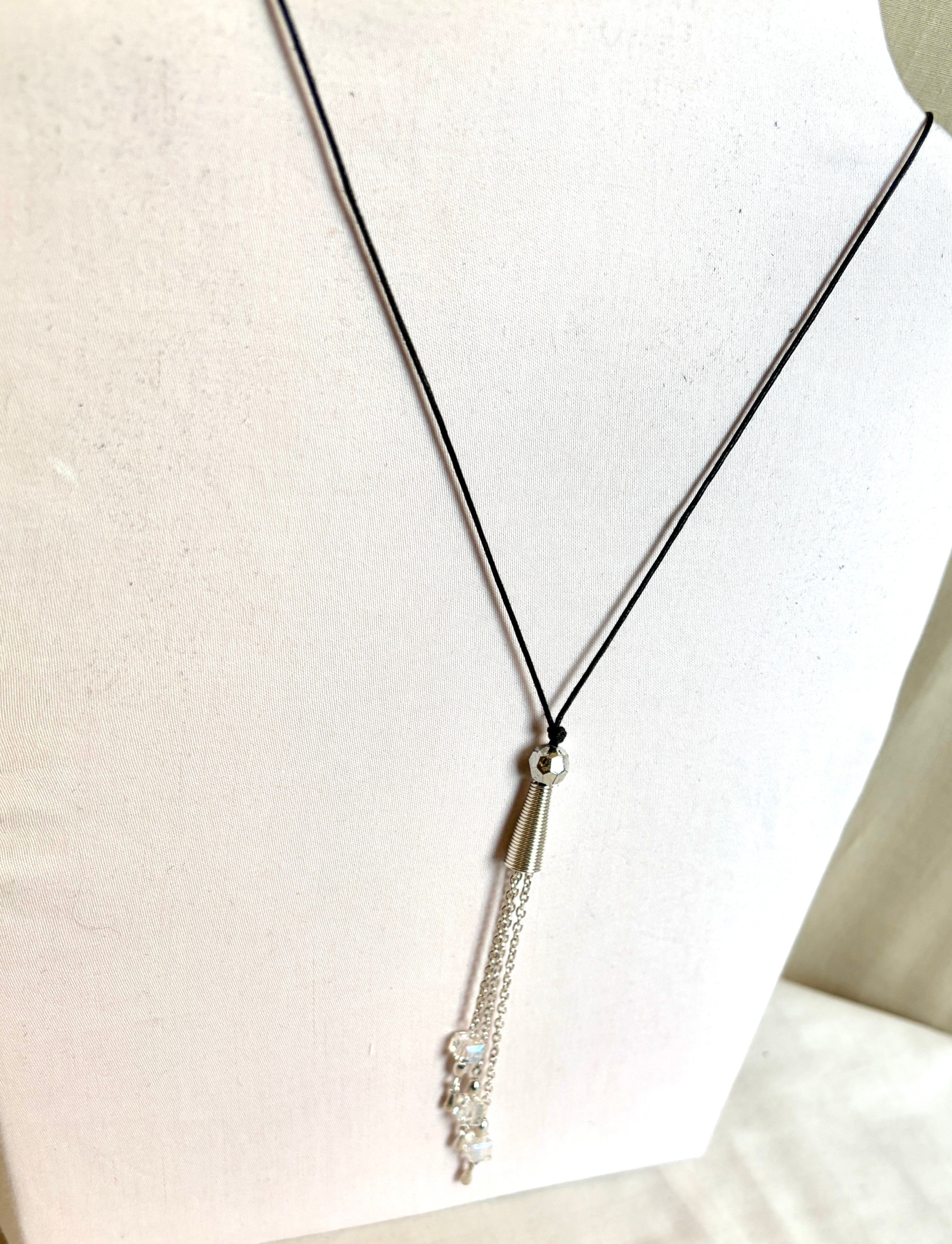Silver Tassel Lariat Necklace