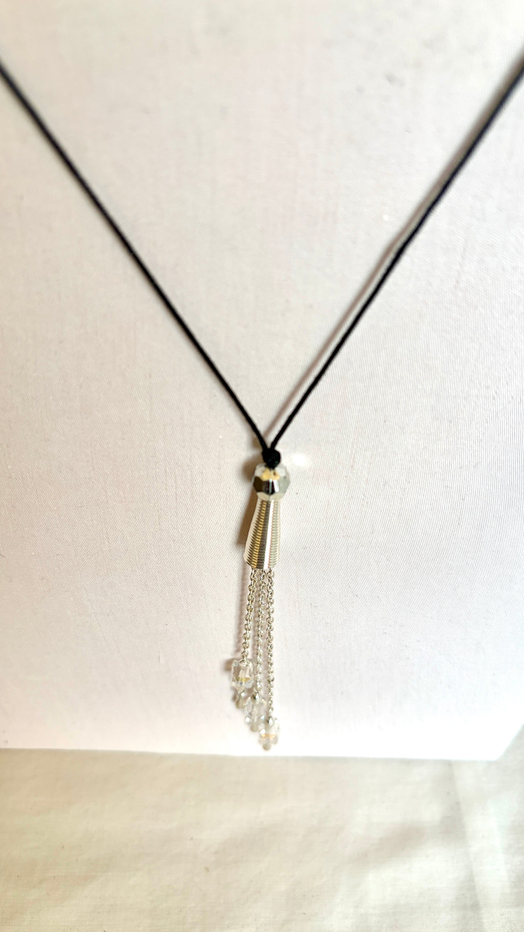 Silver Tassel Lariat Necklace