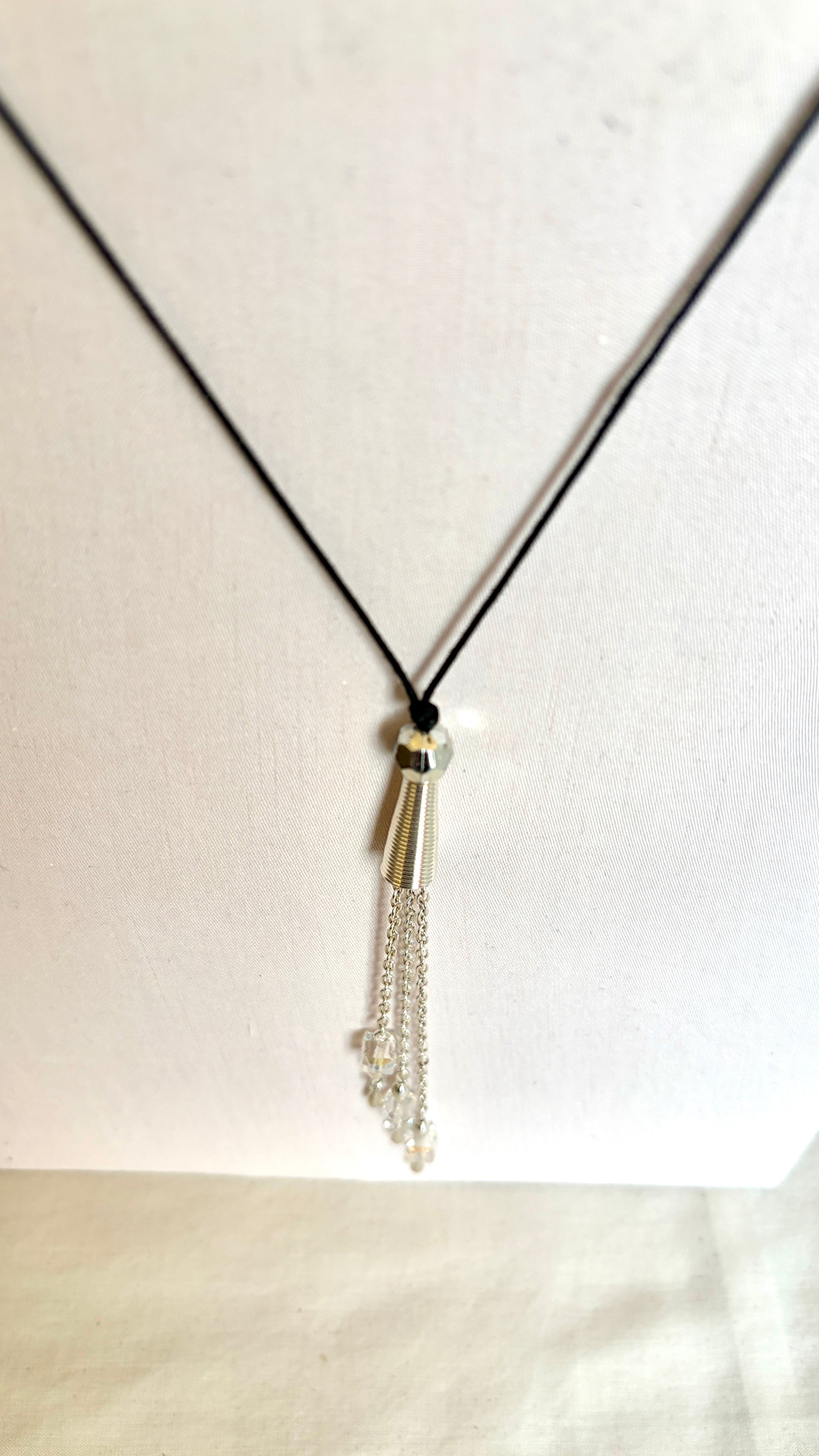 Silver Tassel Lariat Necklace