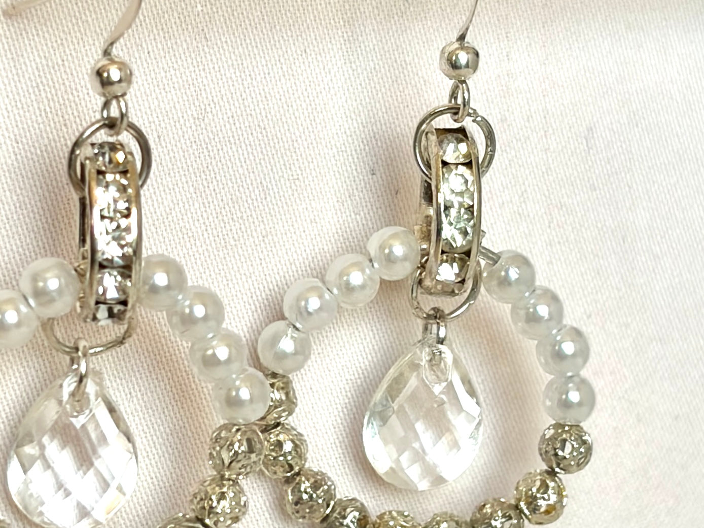 Pearl & Crystal Hoop Drop Earrings
