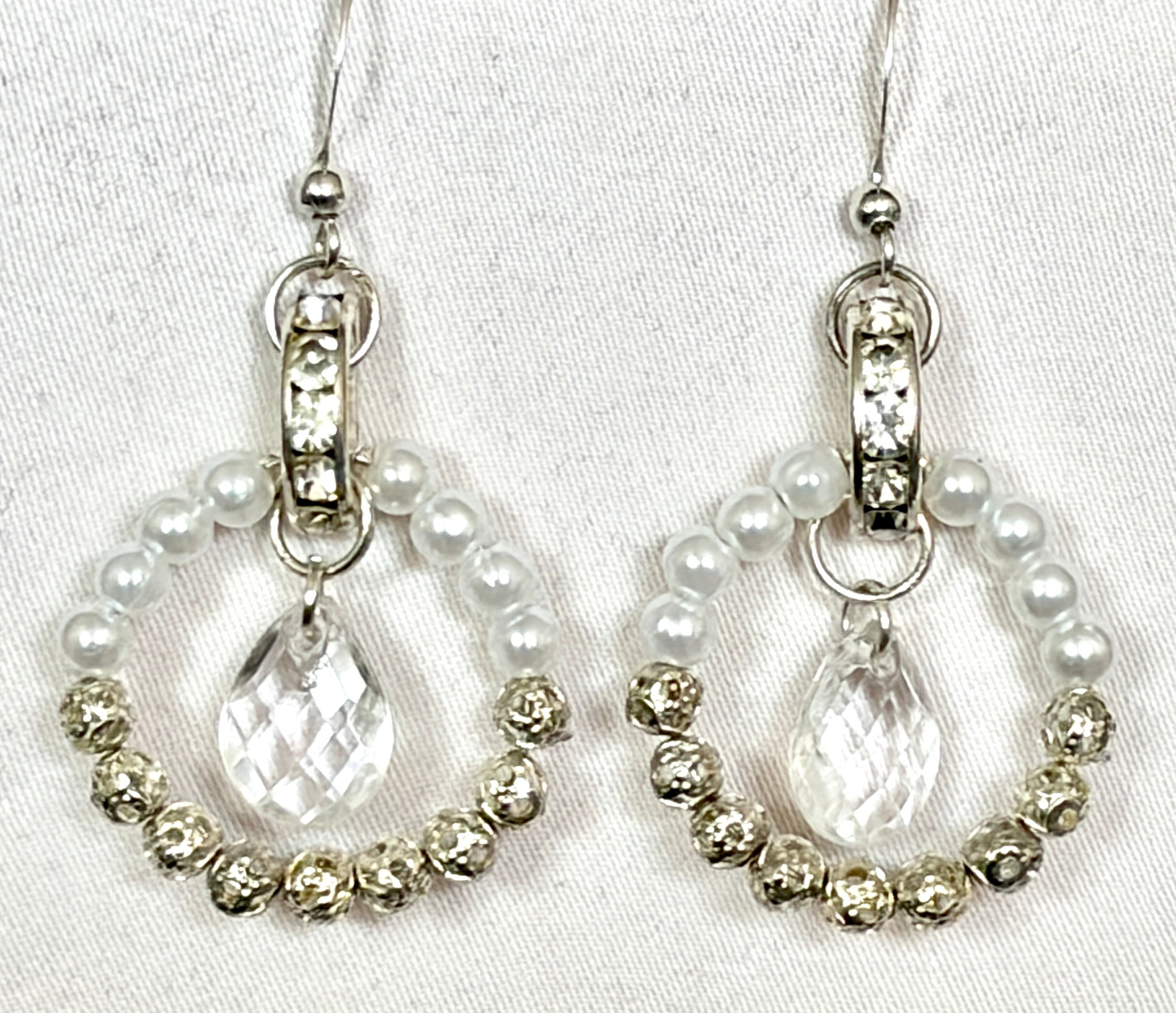 Pearl & Crystal Hoop Drop Earrings