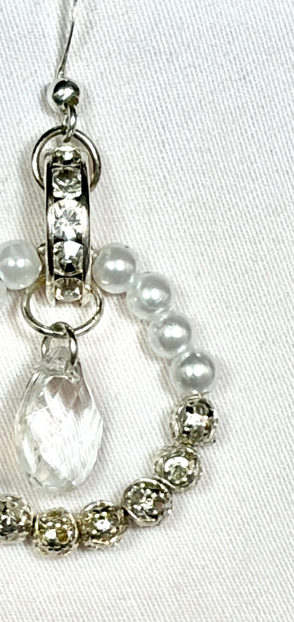 Pearl & Crystal Hoop Drop Earrings