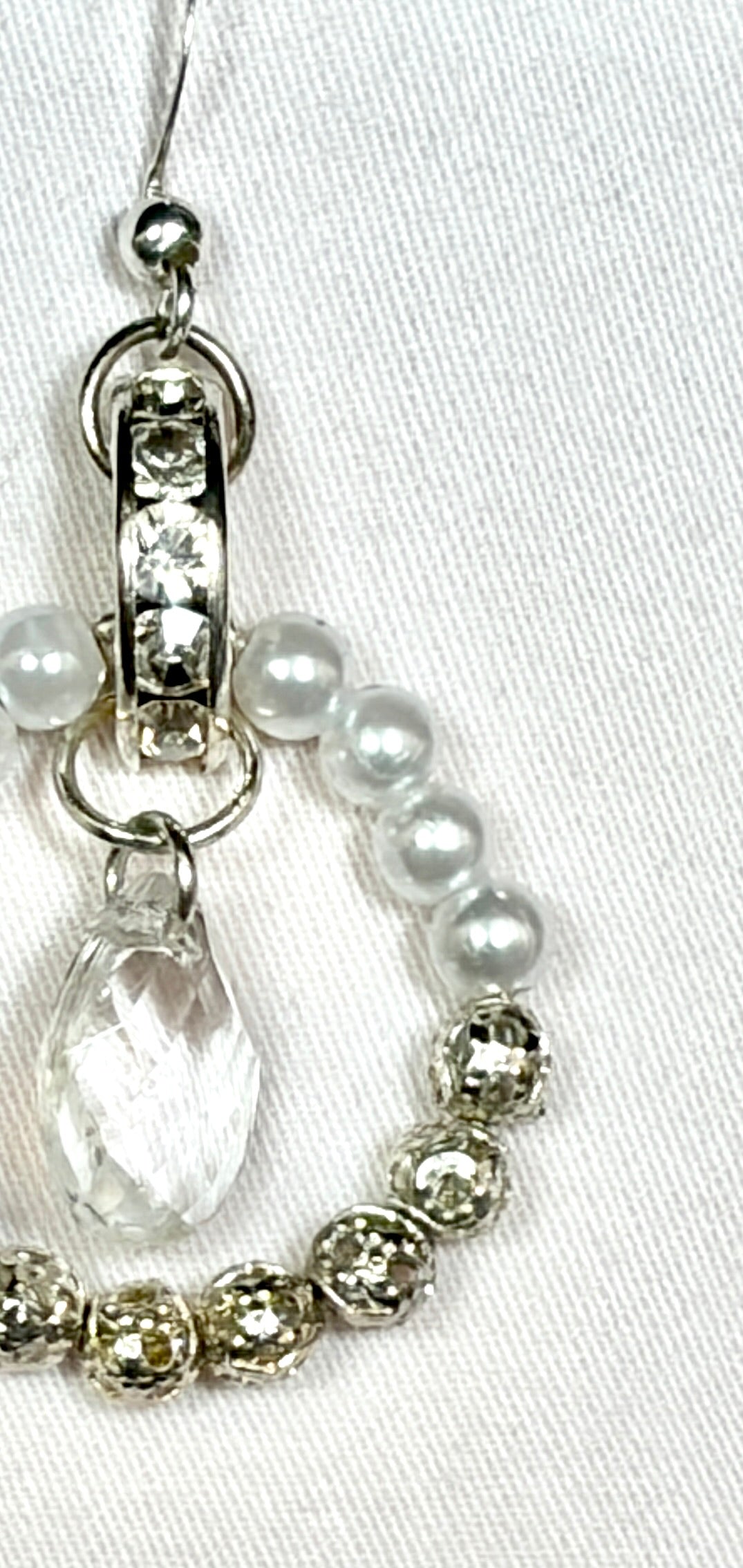 Pearl & Crystal Hoop Drop Earrings