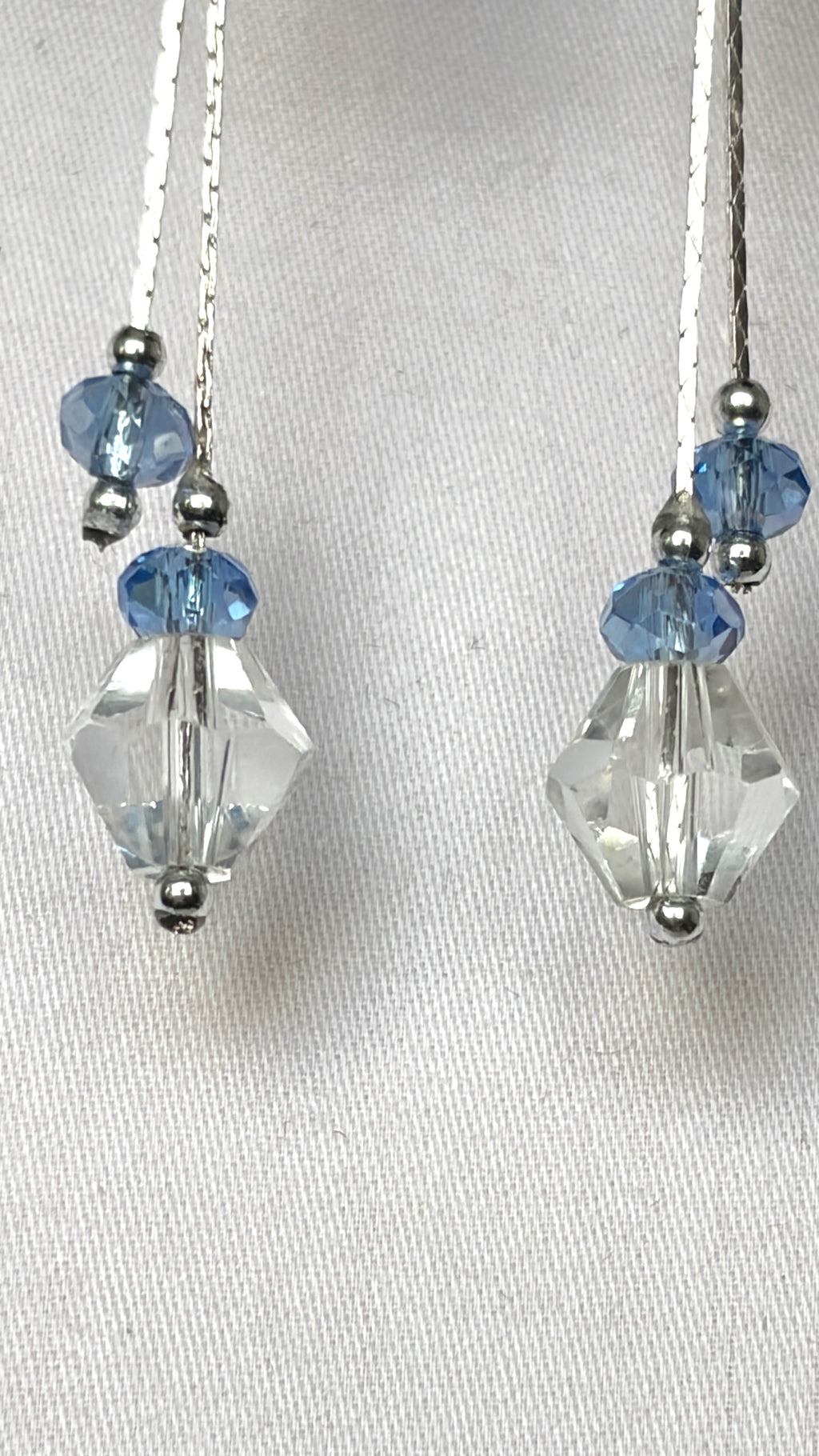 Sunburst Silver Bar & Crystal Drop Earrings