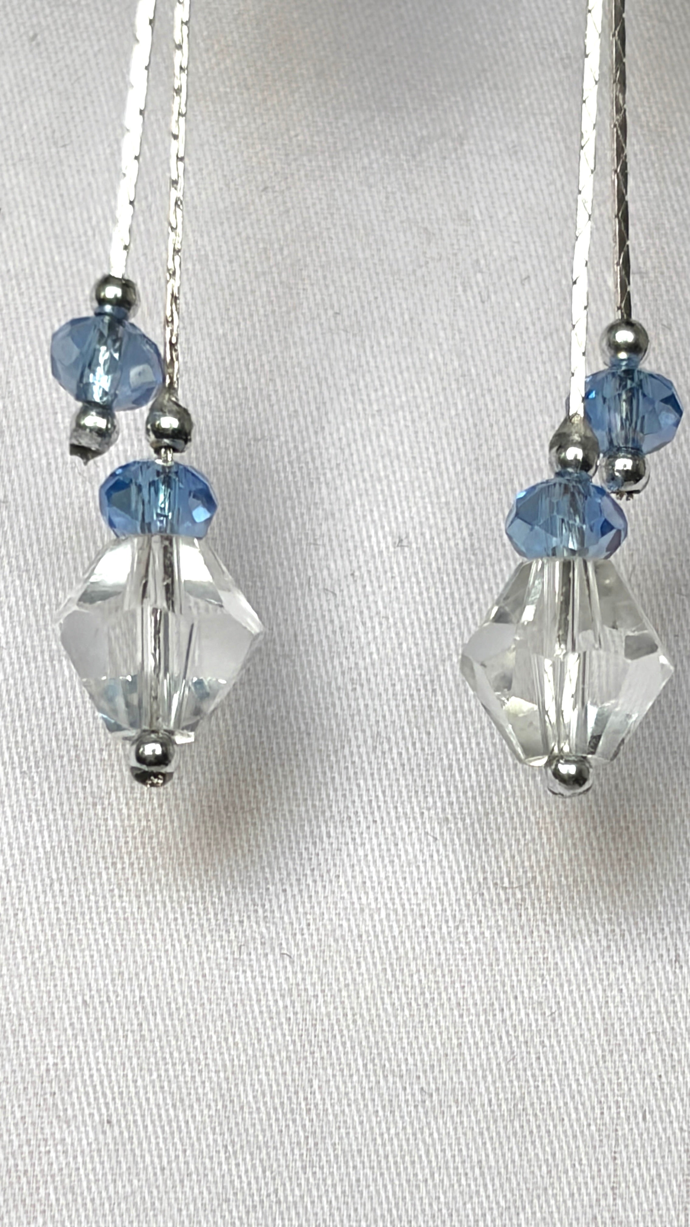 Sunburst Silver Bar & Crystal Drop Earrings