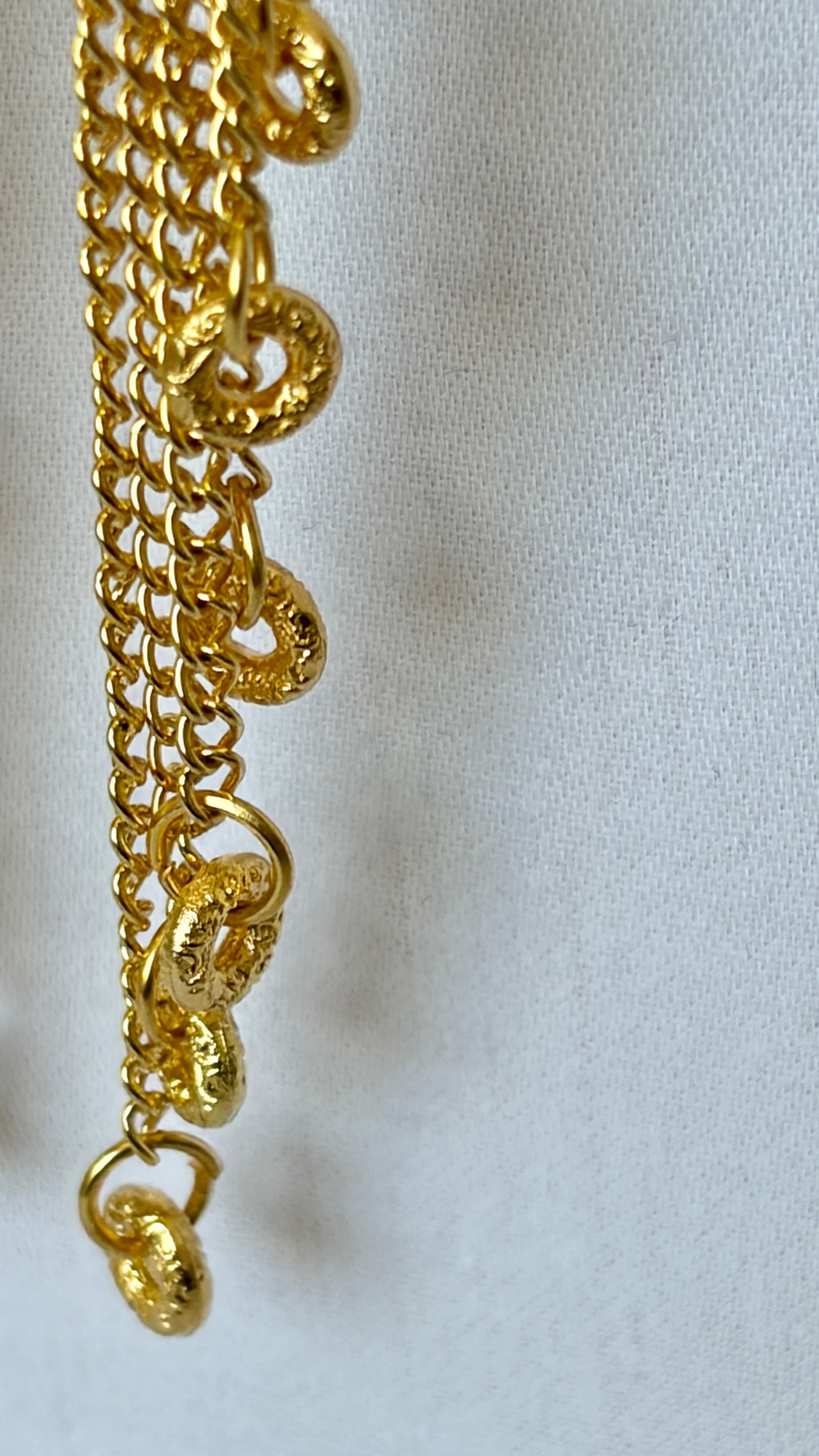 Gold Multi-Chain Tassel Drop Earrings with Coiled Ring Charms