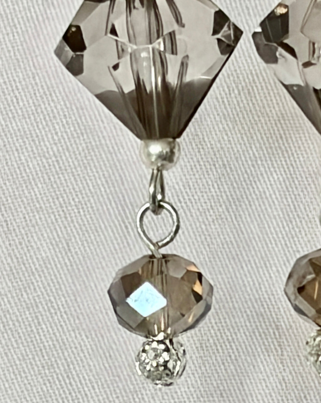 Smoky Crystal & Wire-Wrapped Cone Drop Earrings