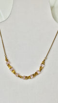 Rose Crystal & Gold Leaf Chain Necklace
