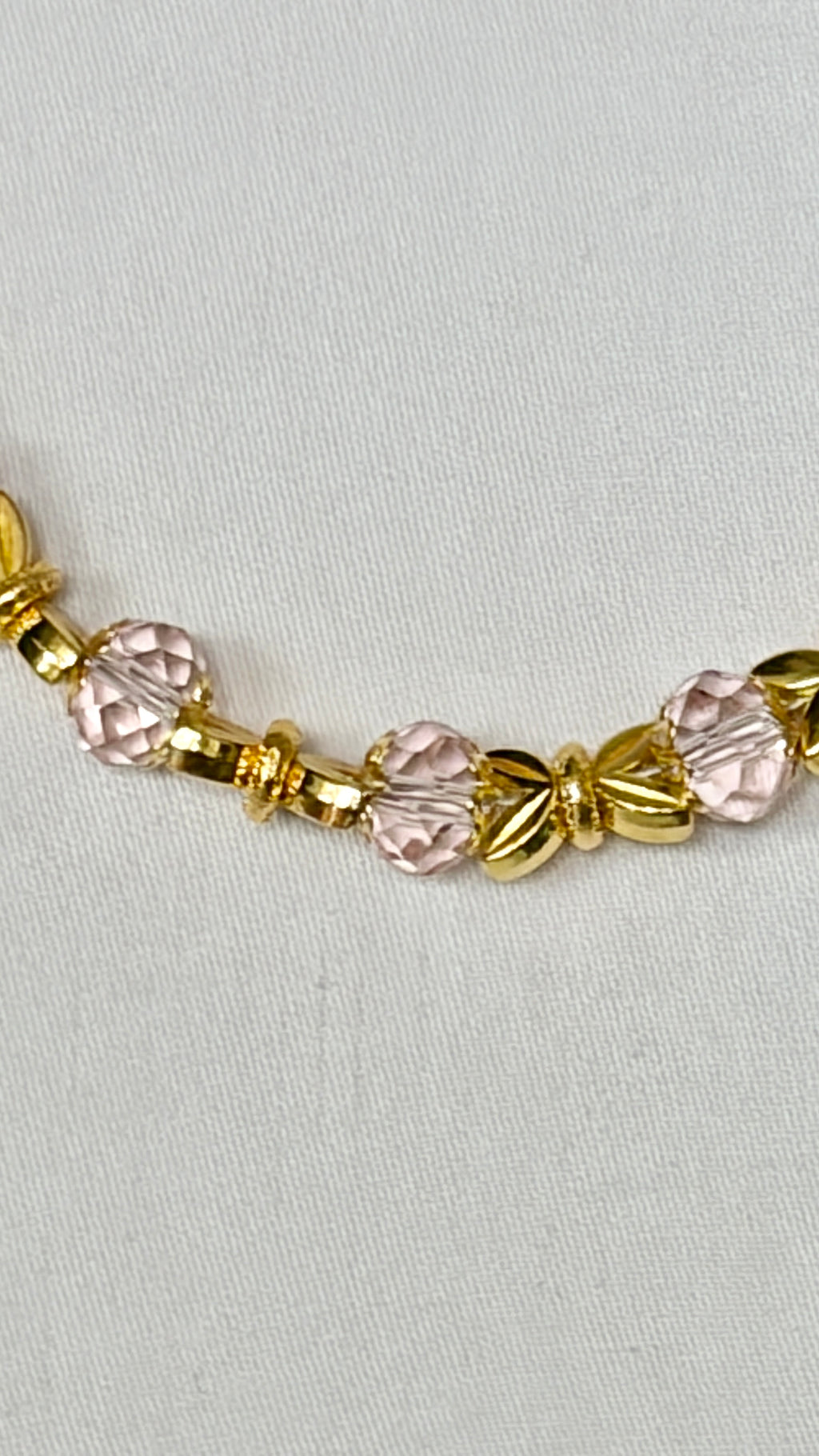 Rose Crystal & Gold Leaf Chain Necklace