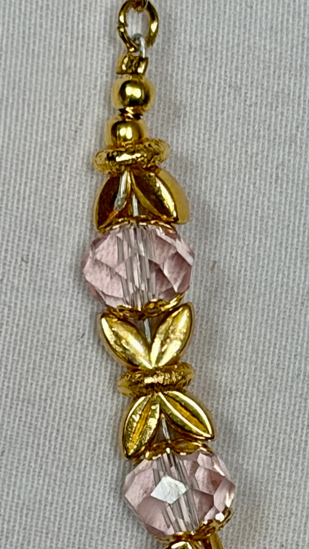 Rose Crystal & Gold Leaf Chain Necklace