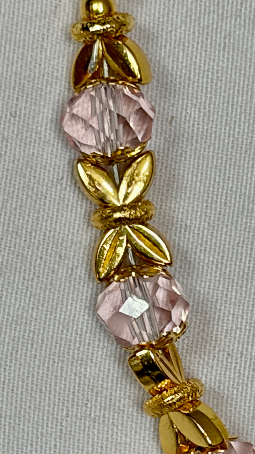 Rose Crystal & Gold Leaf Chain Necklace