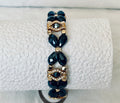 Deep Navy Crystal & Gold Statement Bracelet