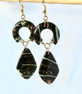 Forest Green & Mint Stripe Polymer Clay Drop Earrings